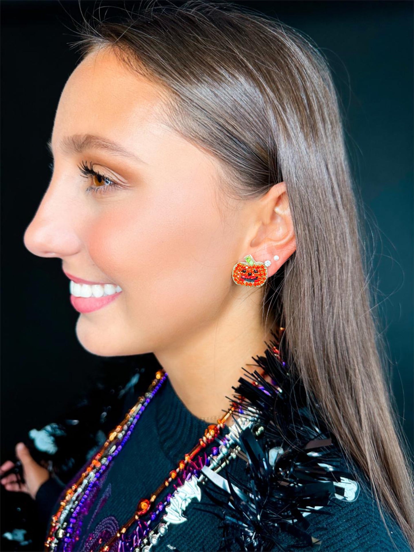 Beaded Pumpkin Stud