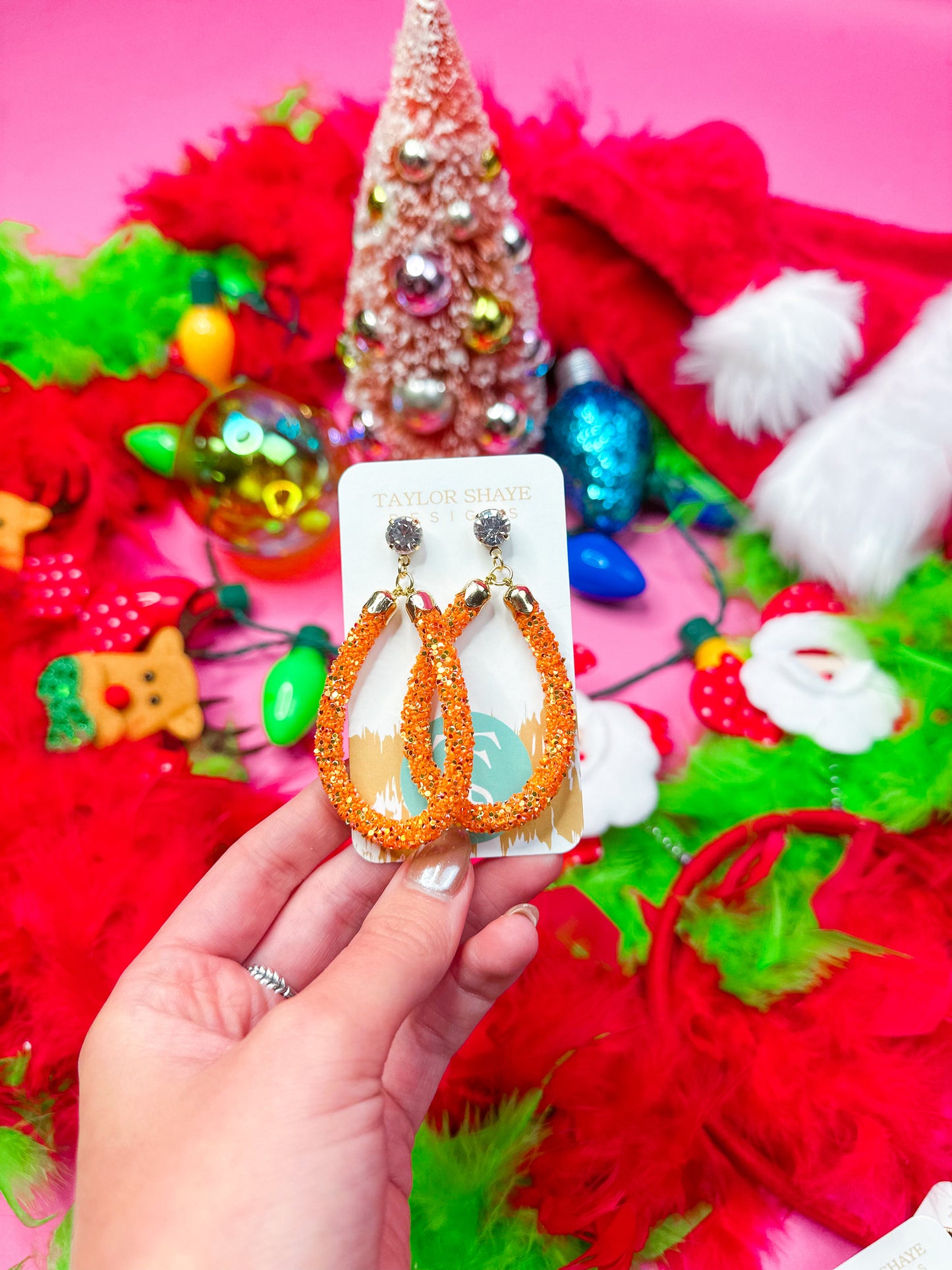 Green Glitter Teardrops