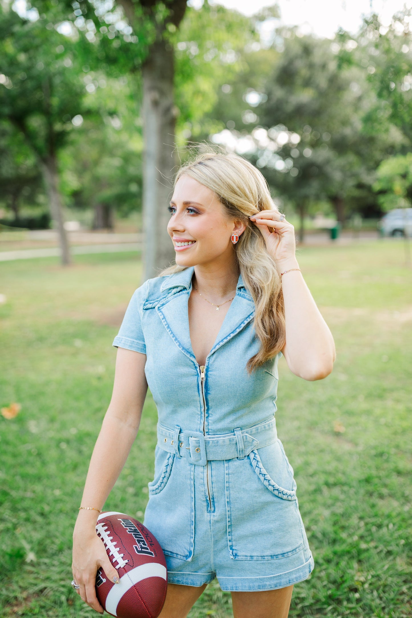 Beaded Orange Football Stud