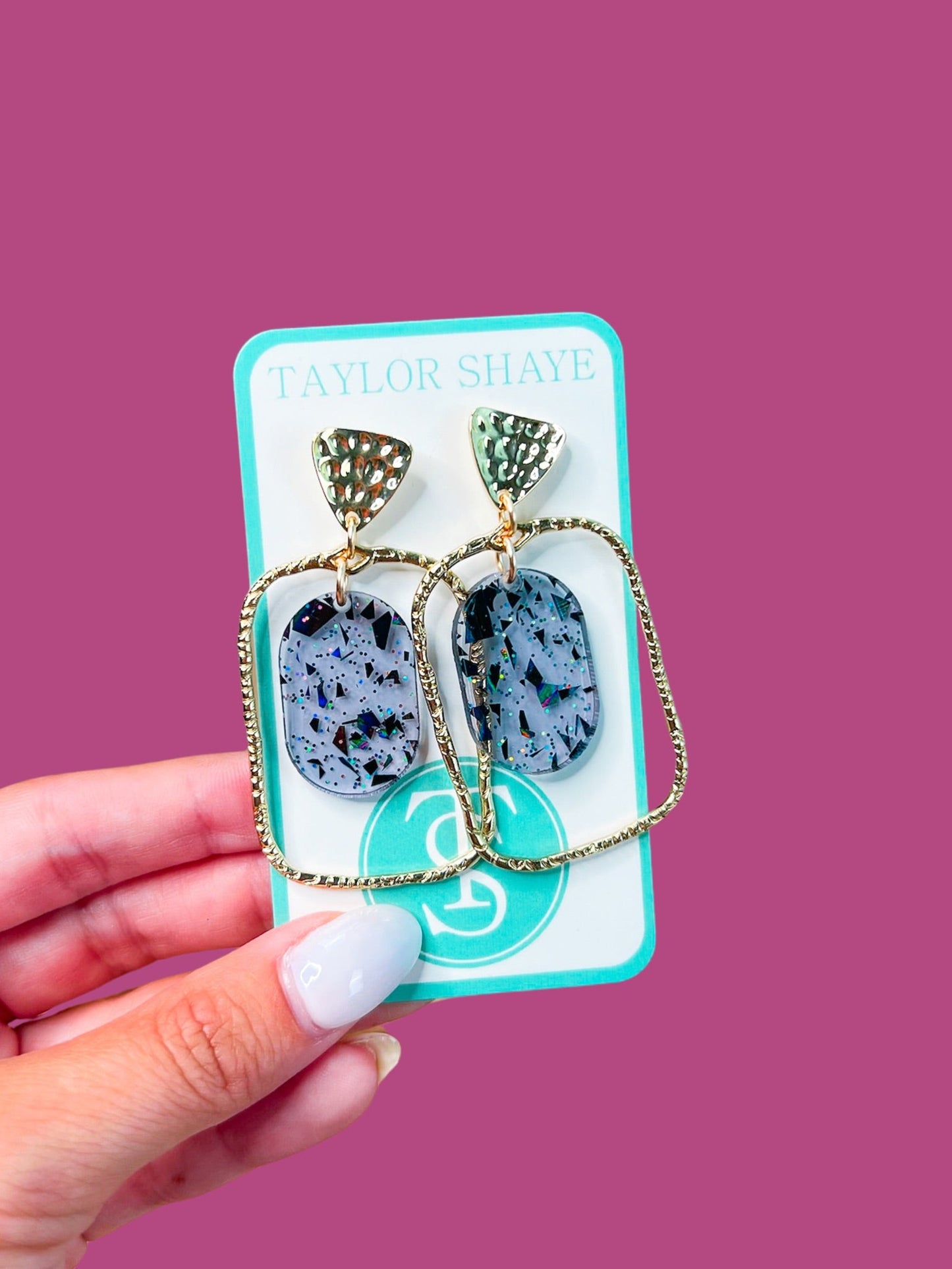 Celeste Flake Oval Hoops