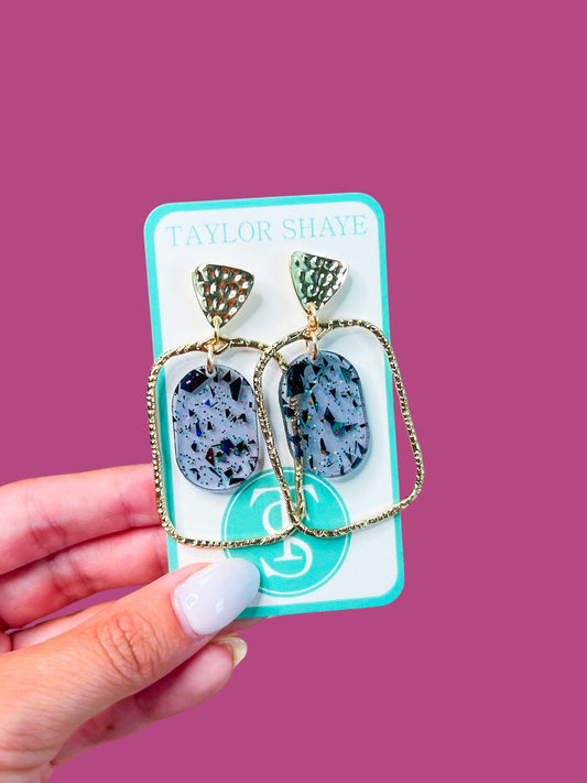 Celeste Flake Oval Hoops