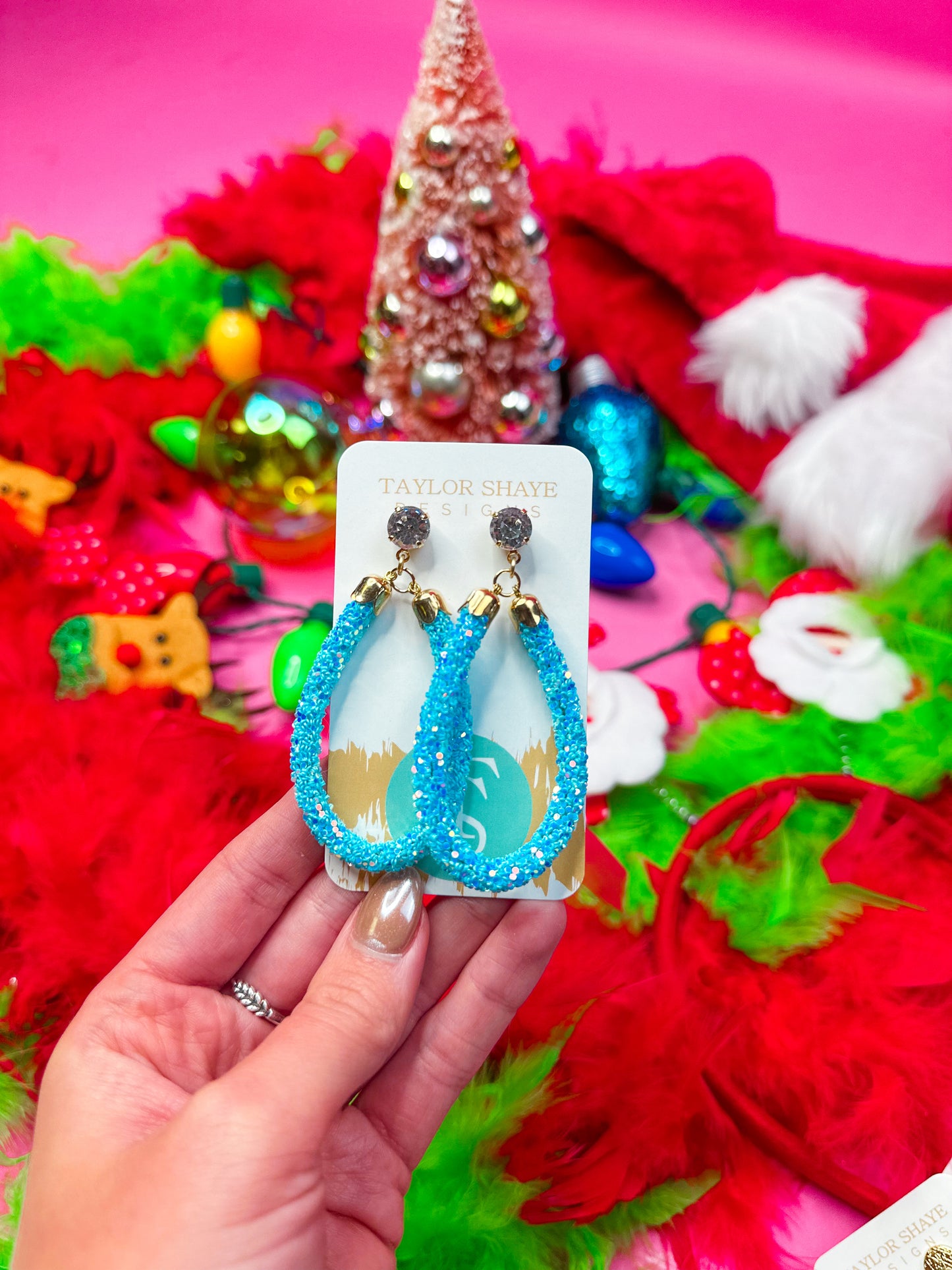 Green Glitter Teardrops