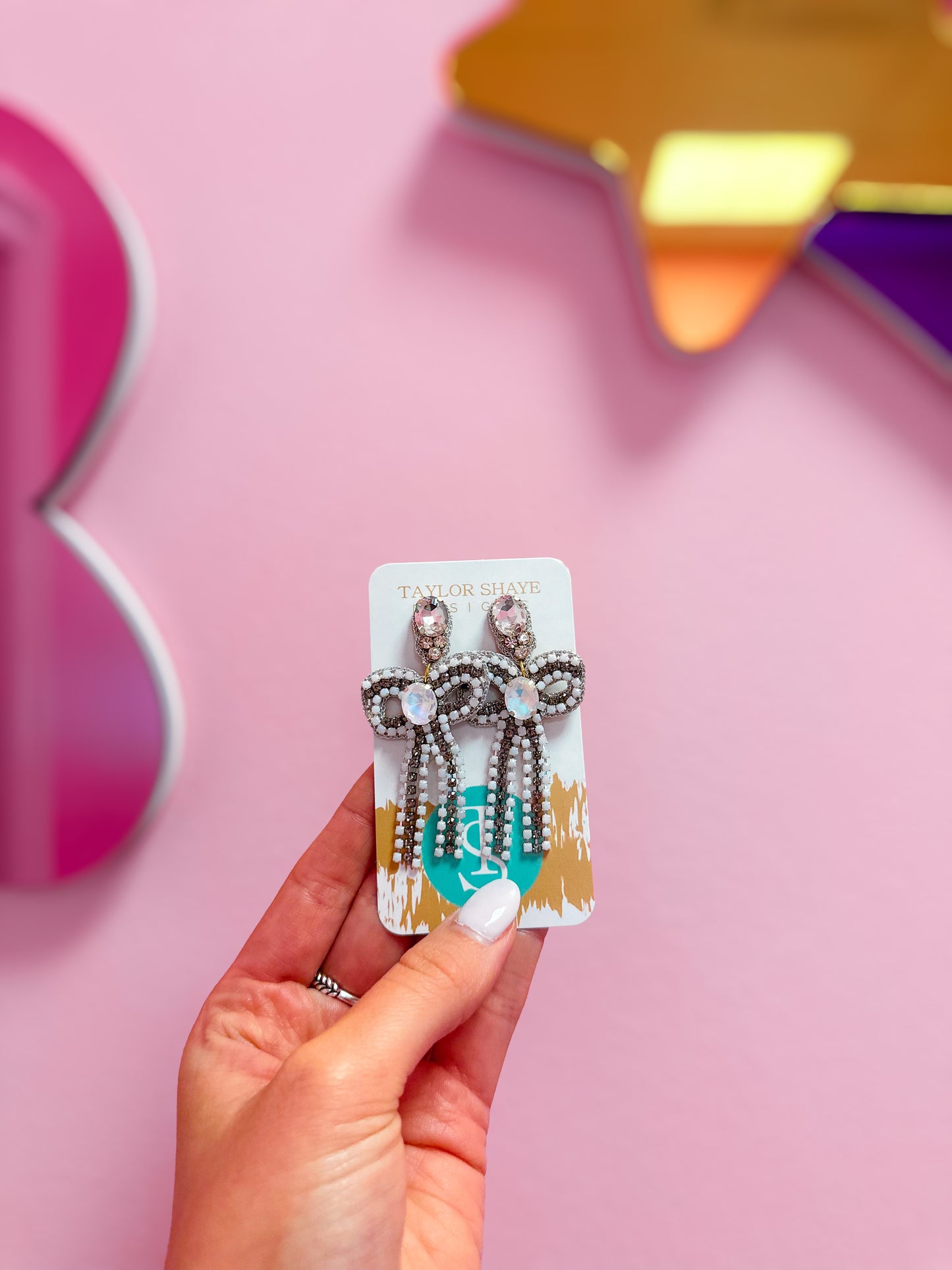 Glam Beaded Bow Drops