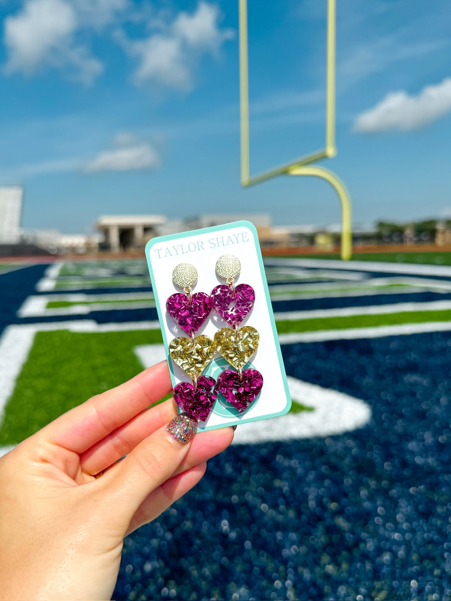 Purple & Gold Acrylic Triple Hearts