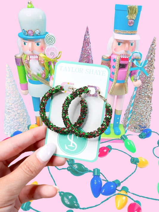 Christmas Mix Glitter Hoops