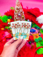 Load image into Gallery viewer, Red/White Sequin Sunburst Hoops
