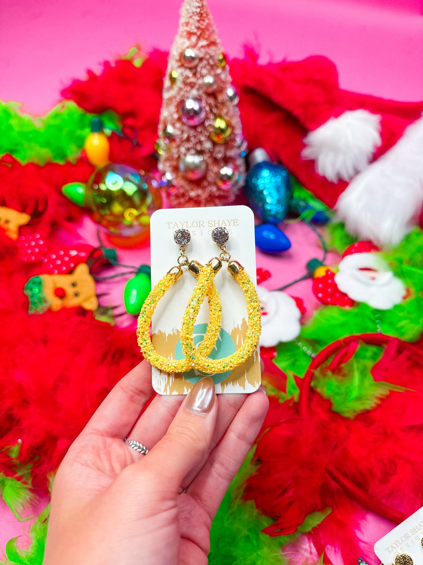 Green Glitter Teardrops