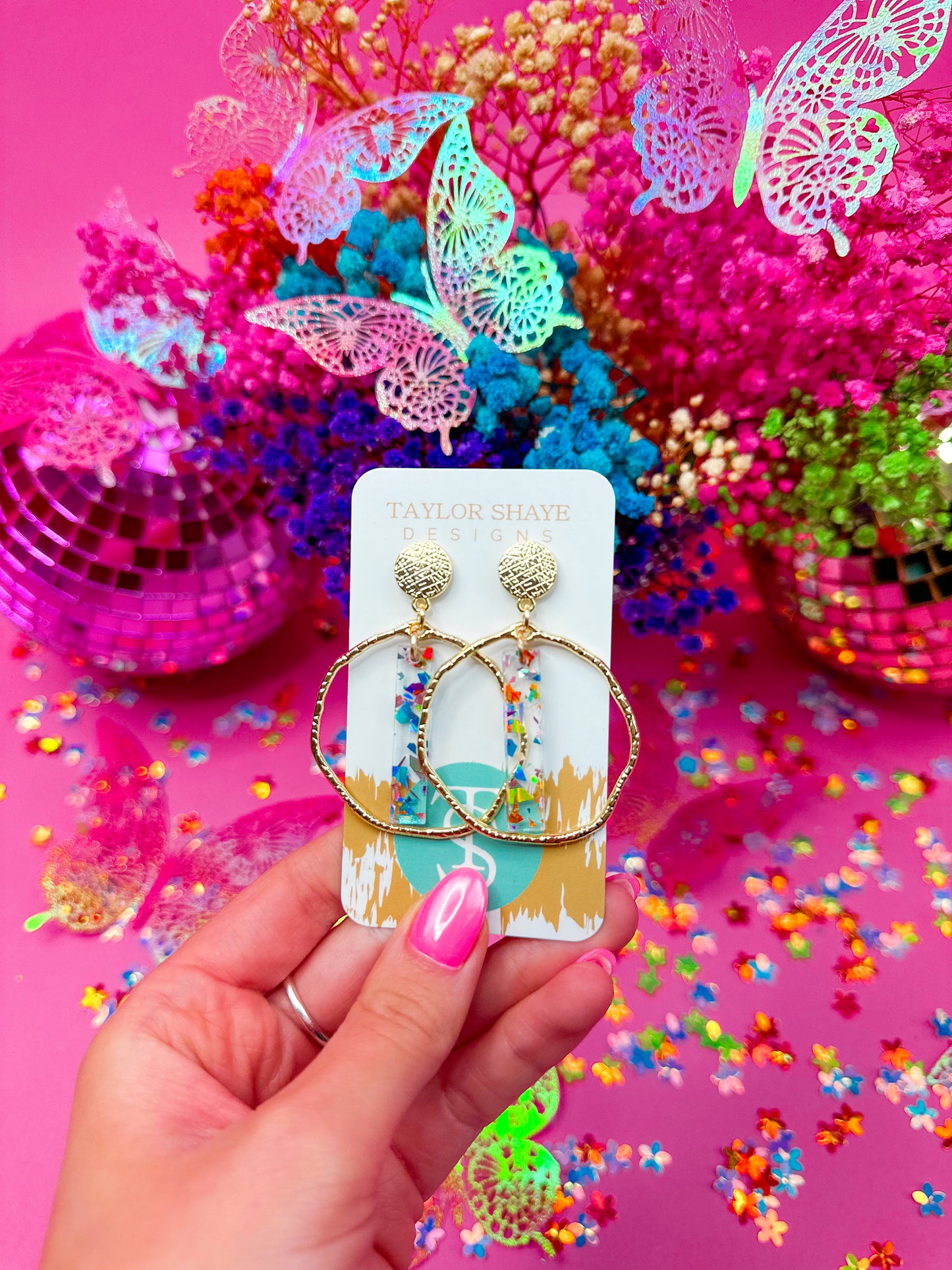 Rainbow Flake Stick Hoops