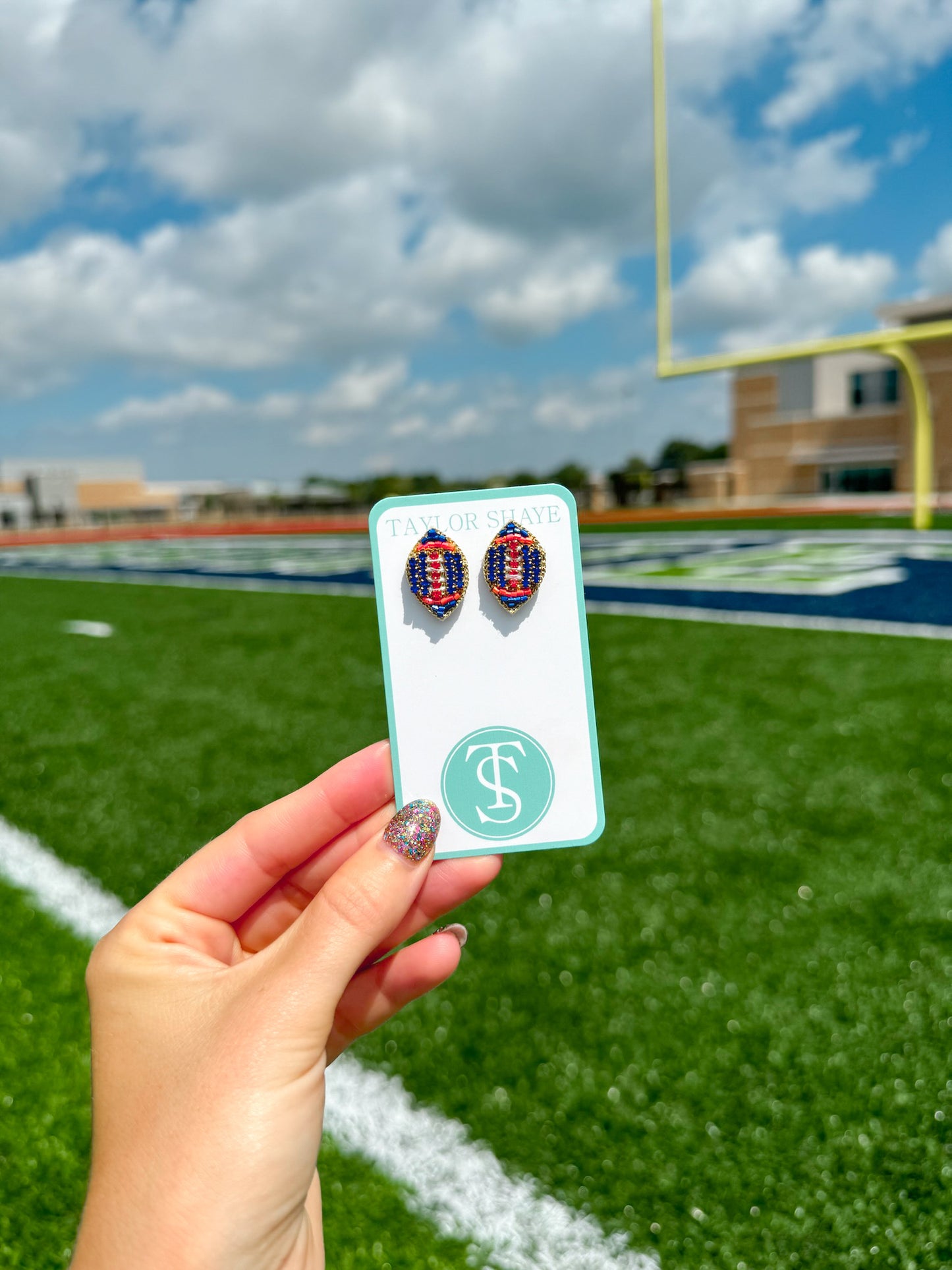 Blue and Orange Football Stud