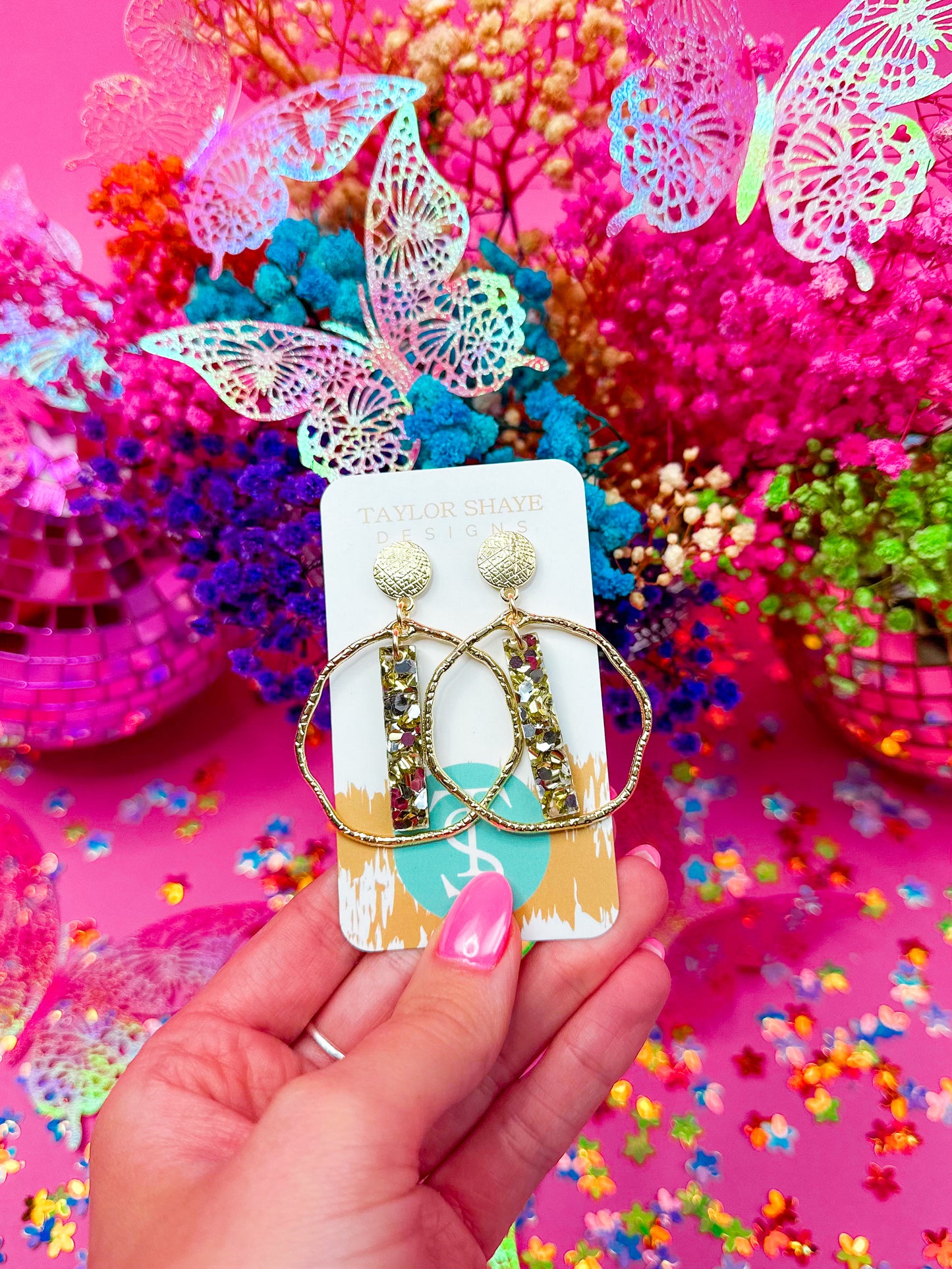 Gold/Silver Brighter Days Stick Hoops