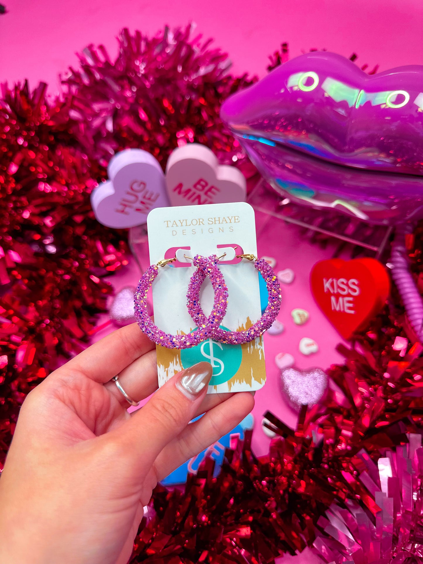 Valentine Glitter Hoops