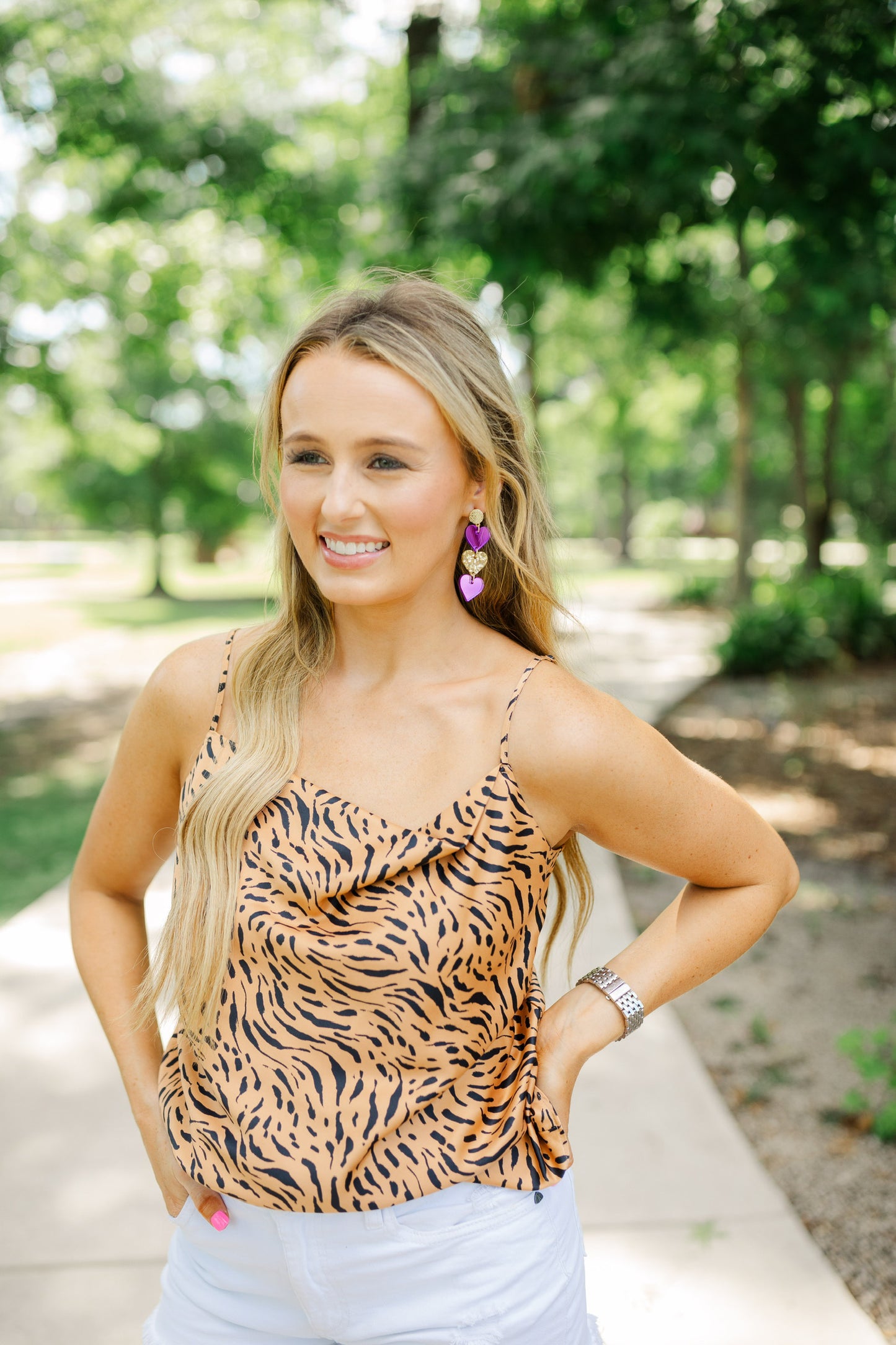 Purple & Gold Acrylic Triple Hearts