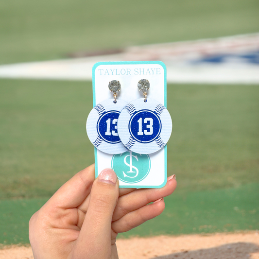 Blue Glitter Custom Number Baseballs