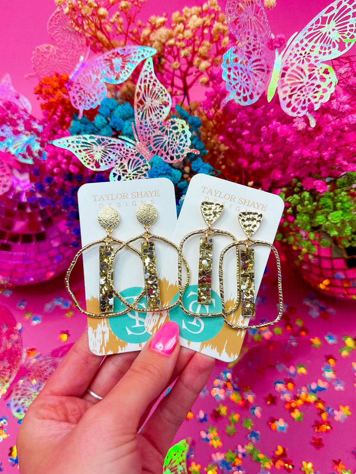 Gold/Silver Brighter Days Stick Hoops