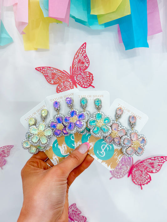 Violet Beaded Flower Drops