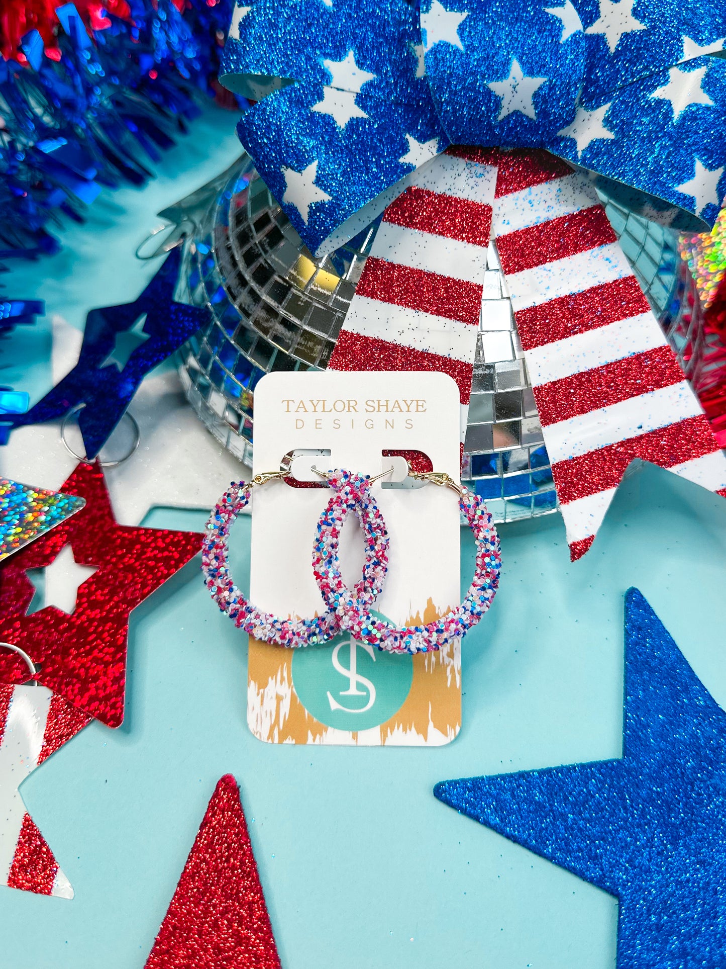 USA Glitter Hoops