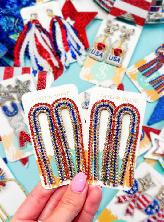 Red/Blue Rhinestone Chain Drops