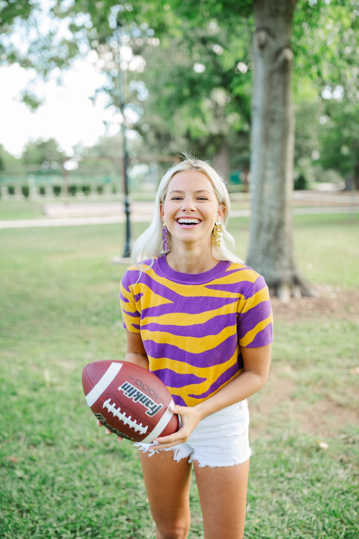 Acrylic Purple/Gold Glitter Gameday Drops