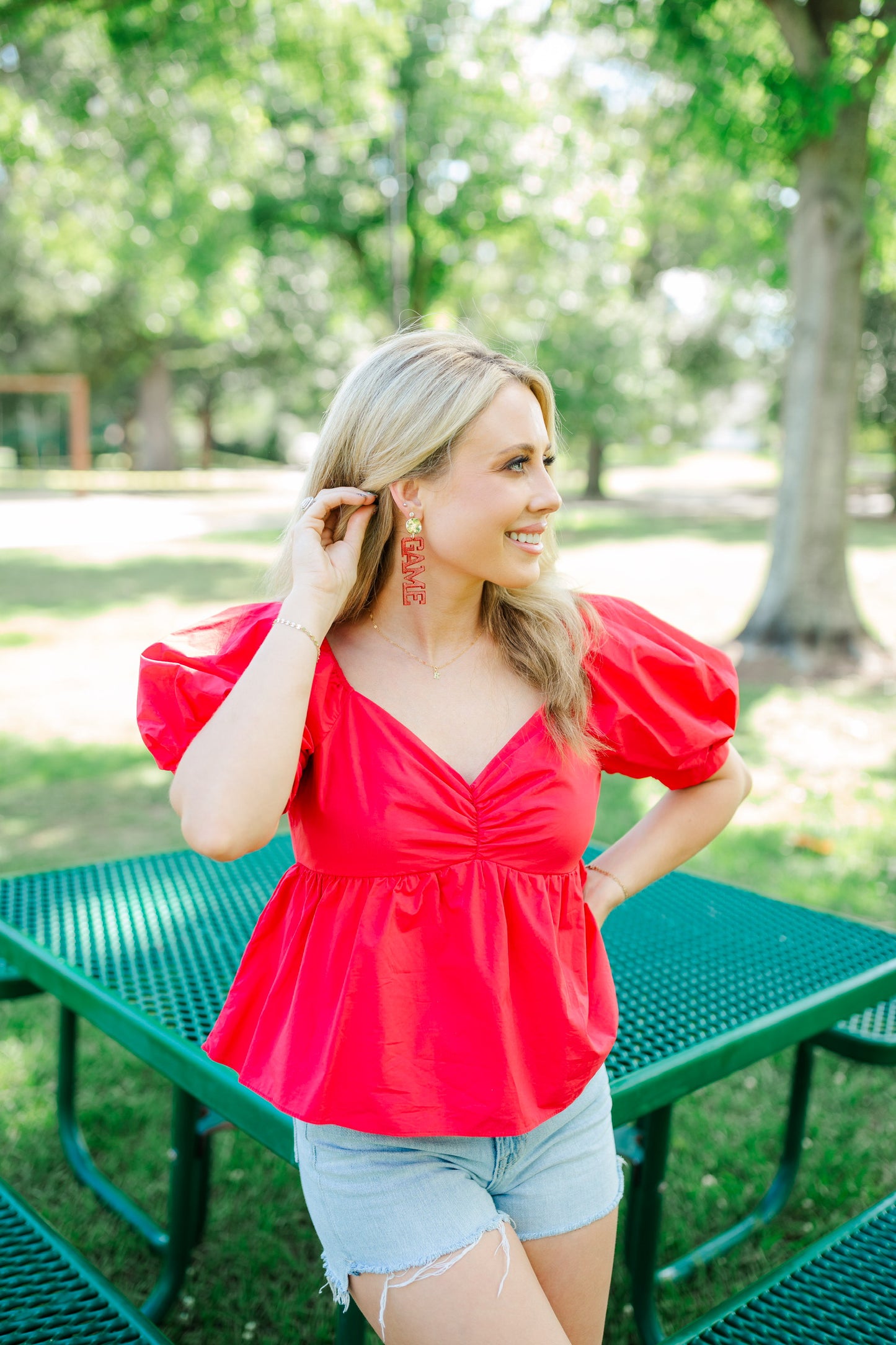 Acrylic Red/Silver Glitter Gameday Drops