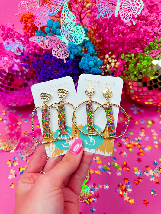 Cindy Confetti Stick Hoops
