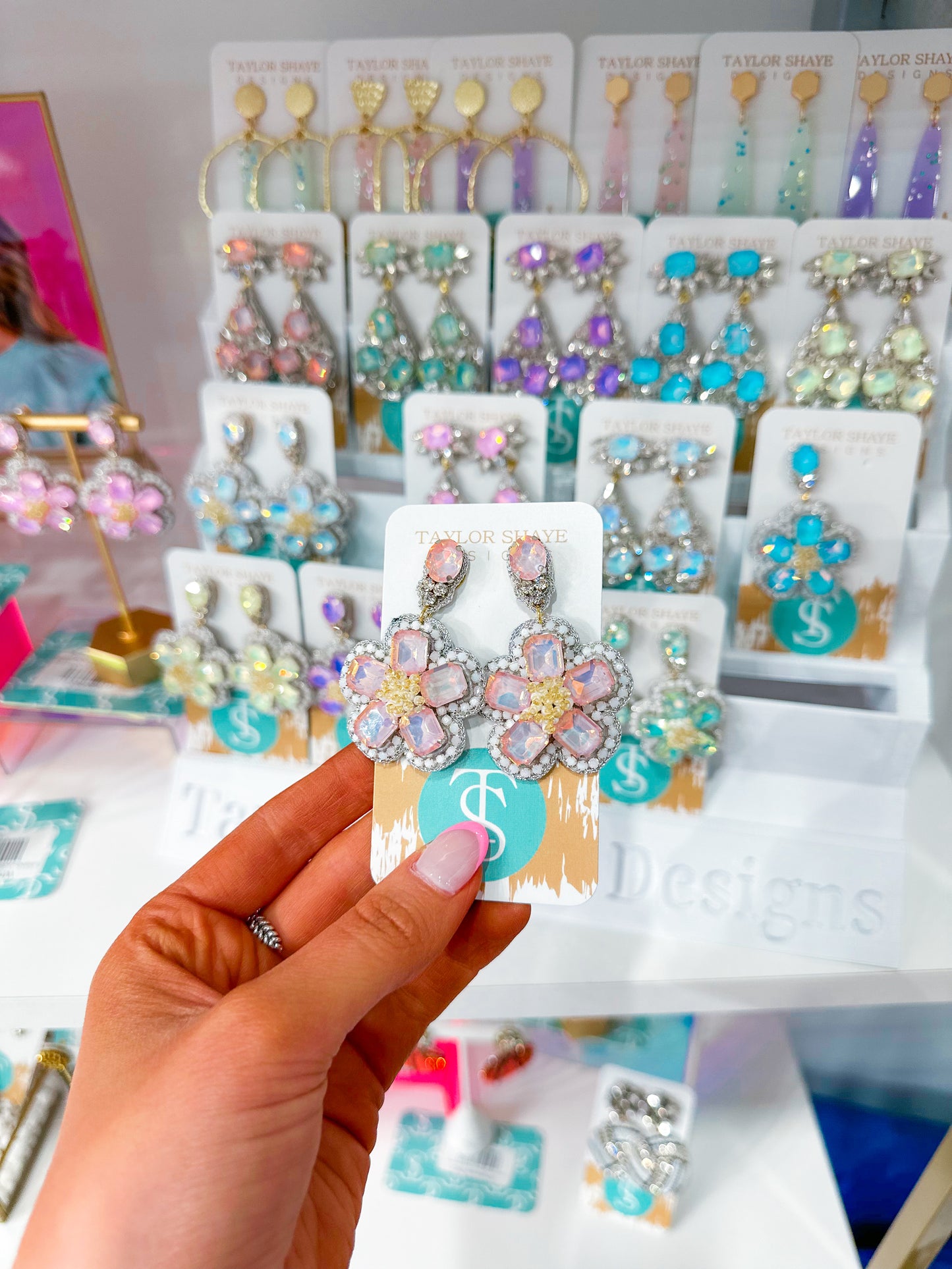 Violet Beaded Flower Drops