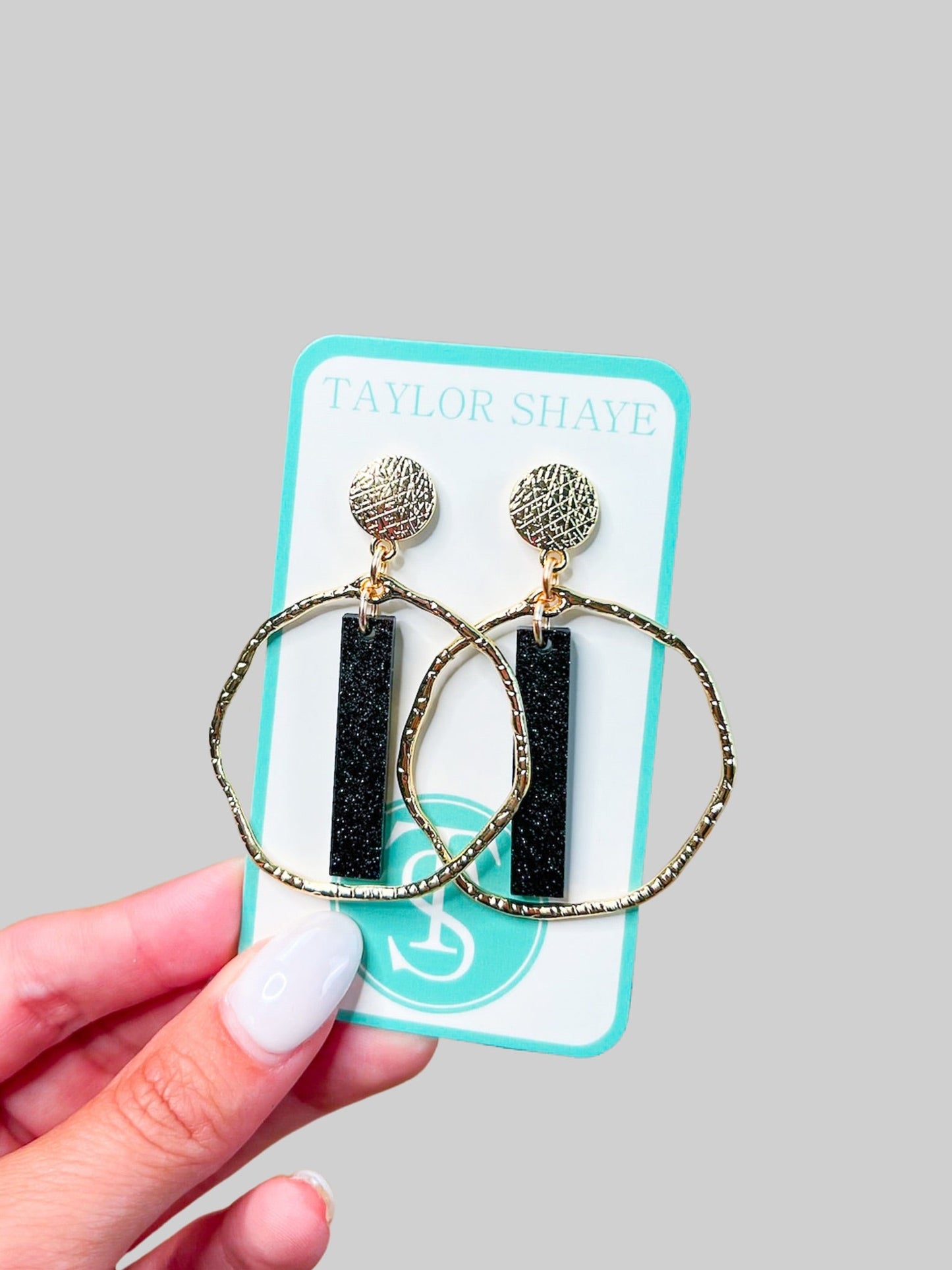 Black Glitter Stick Hoops