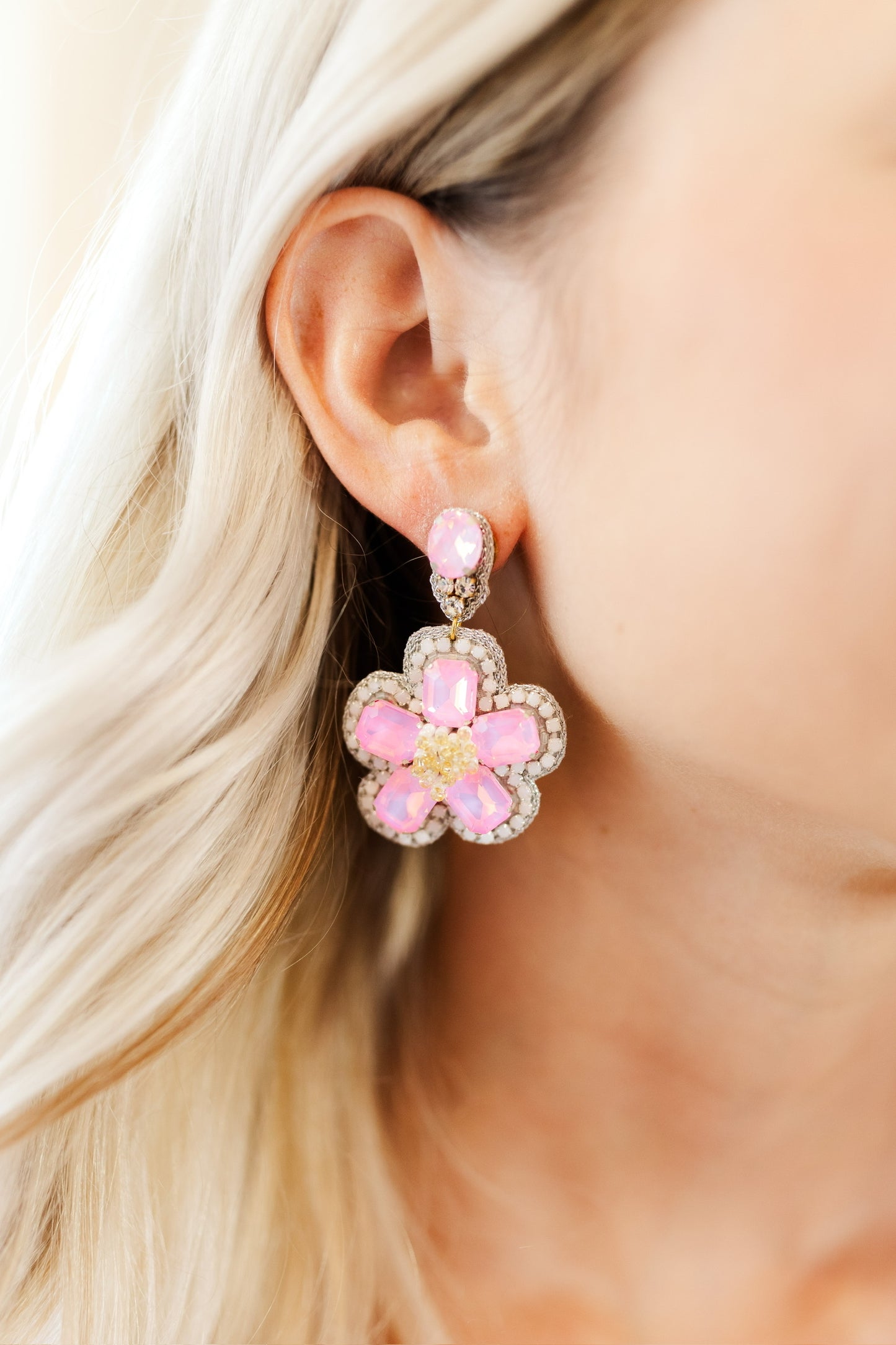 Violet Beaded Flower Drops