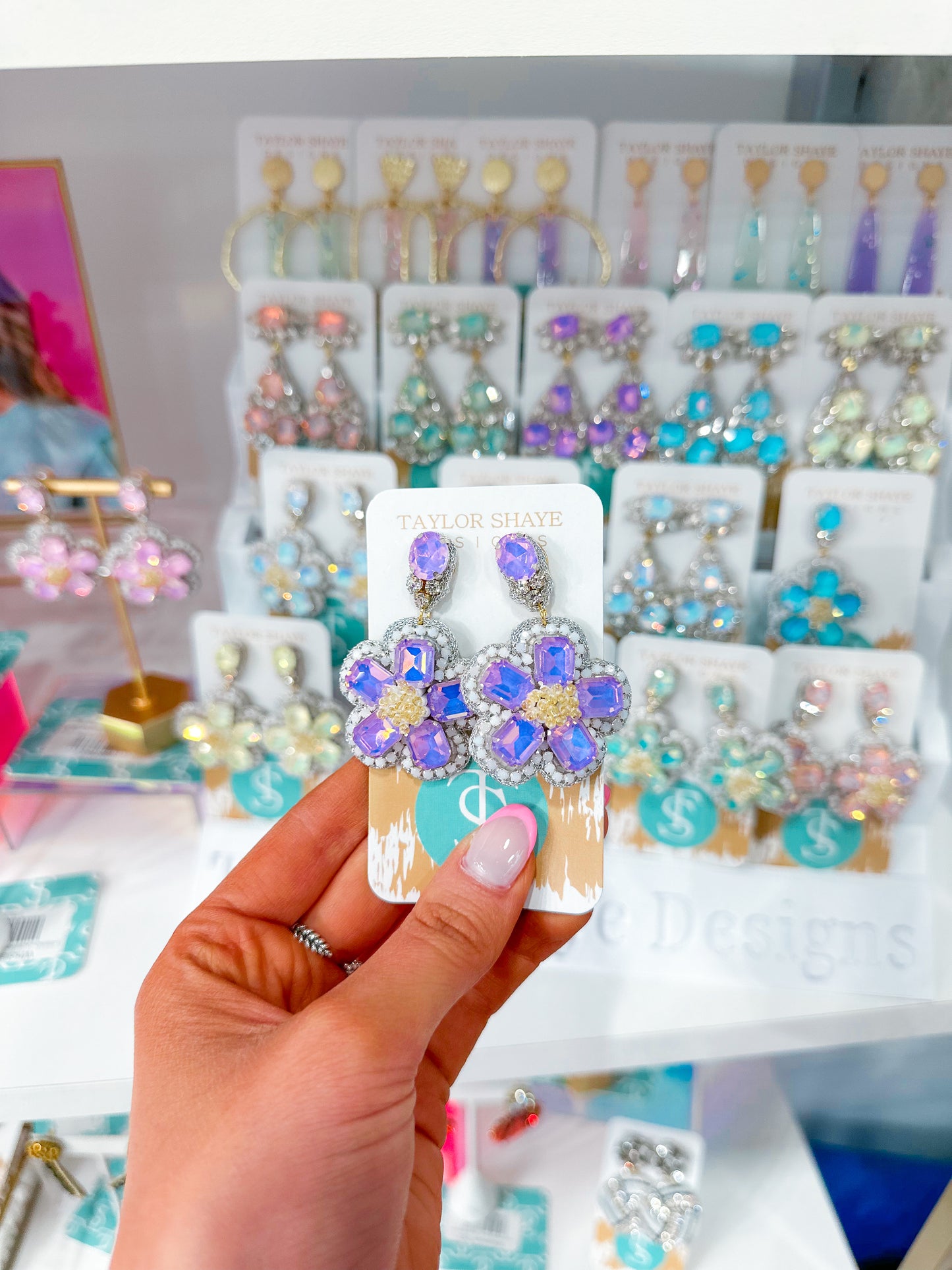 Violet Beaded Flower Drops