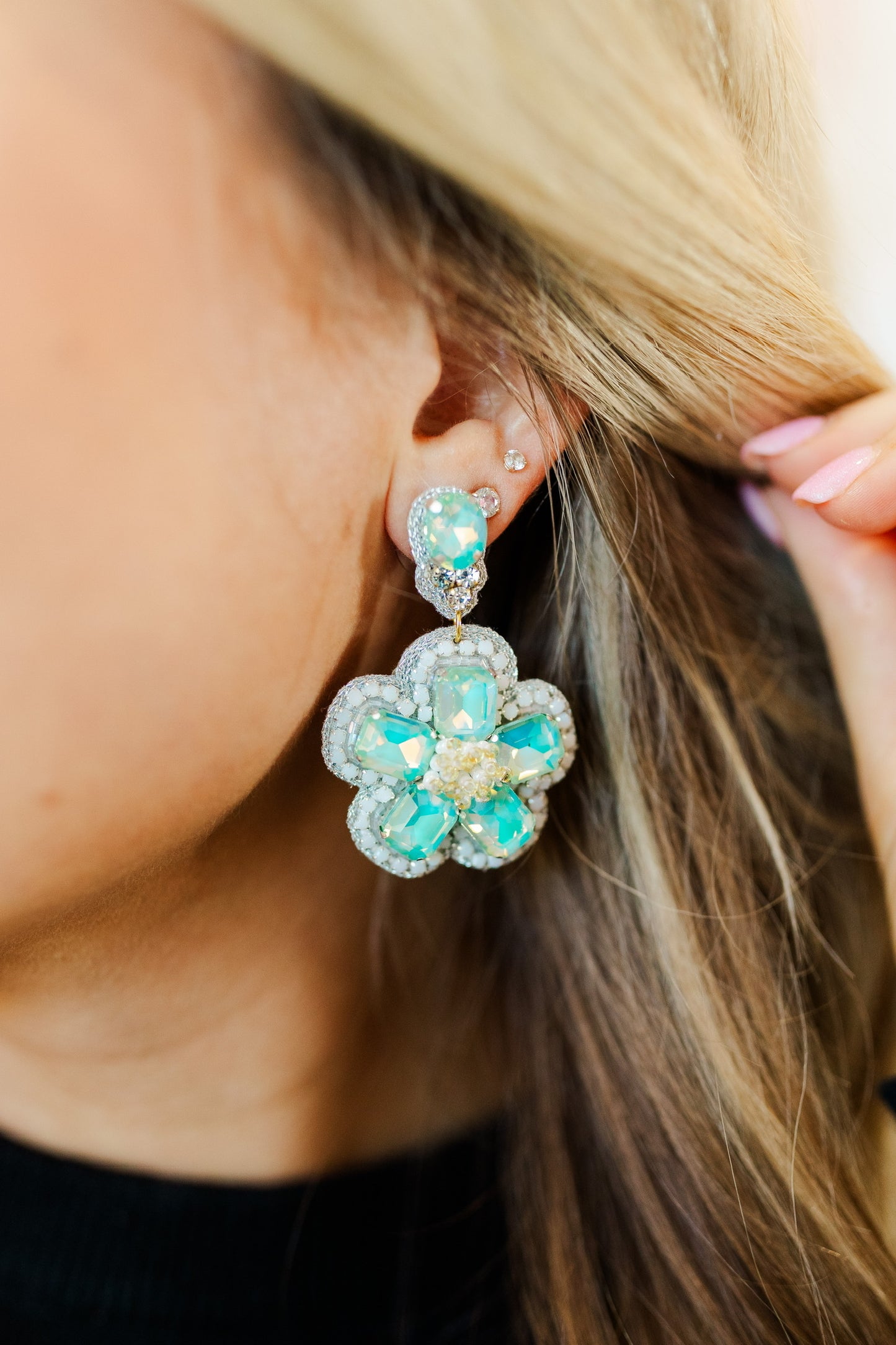 Violet Beaded Flower Drops