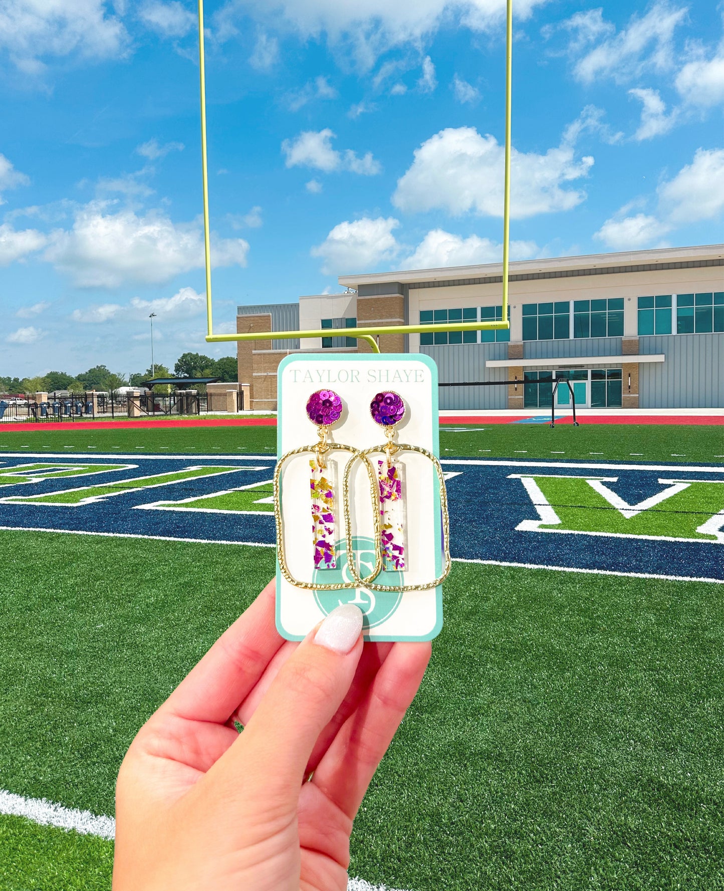 Purple/Gold Flake Stick Hoops