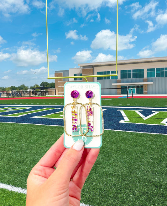 Purple/Gold Flake Stick Hoops