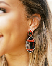 Load image into Gallery viewer, Beaded Black and Red Football
