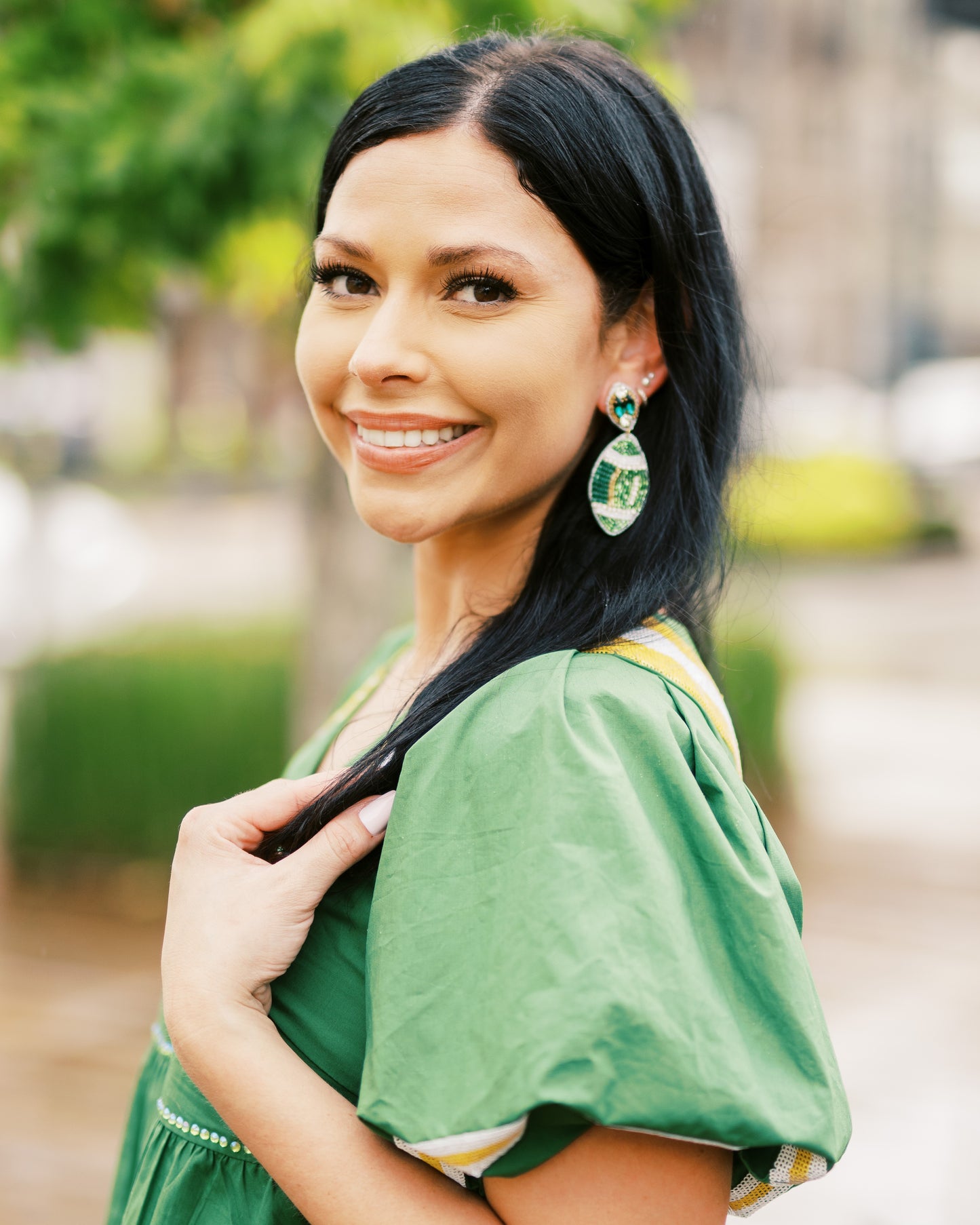 Beaded Green Footballs