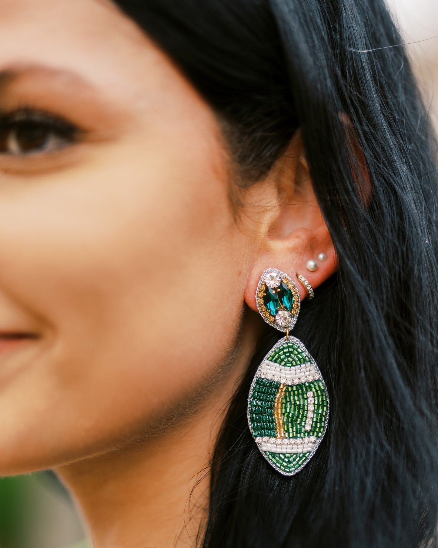 Beaded Green Footballs