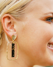 Load image into Gallery viewer, Black &amp; Gold Flake Stick Hoops
