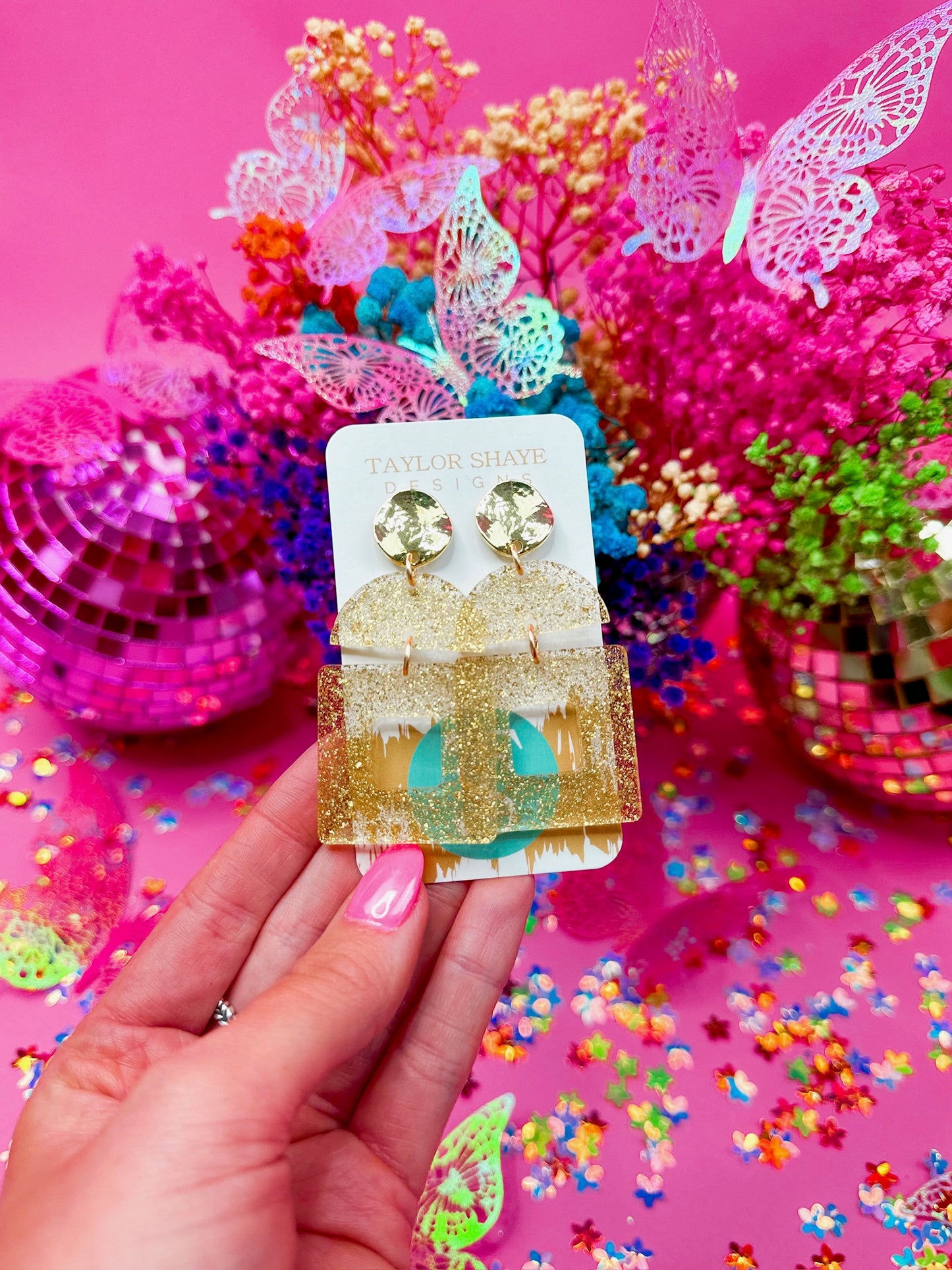 Double Acrylic Square Drops