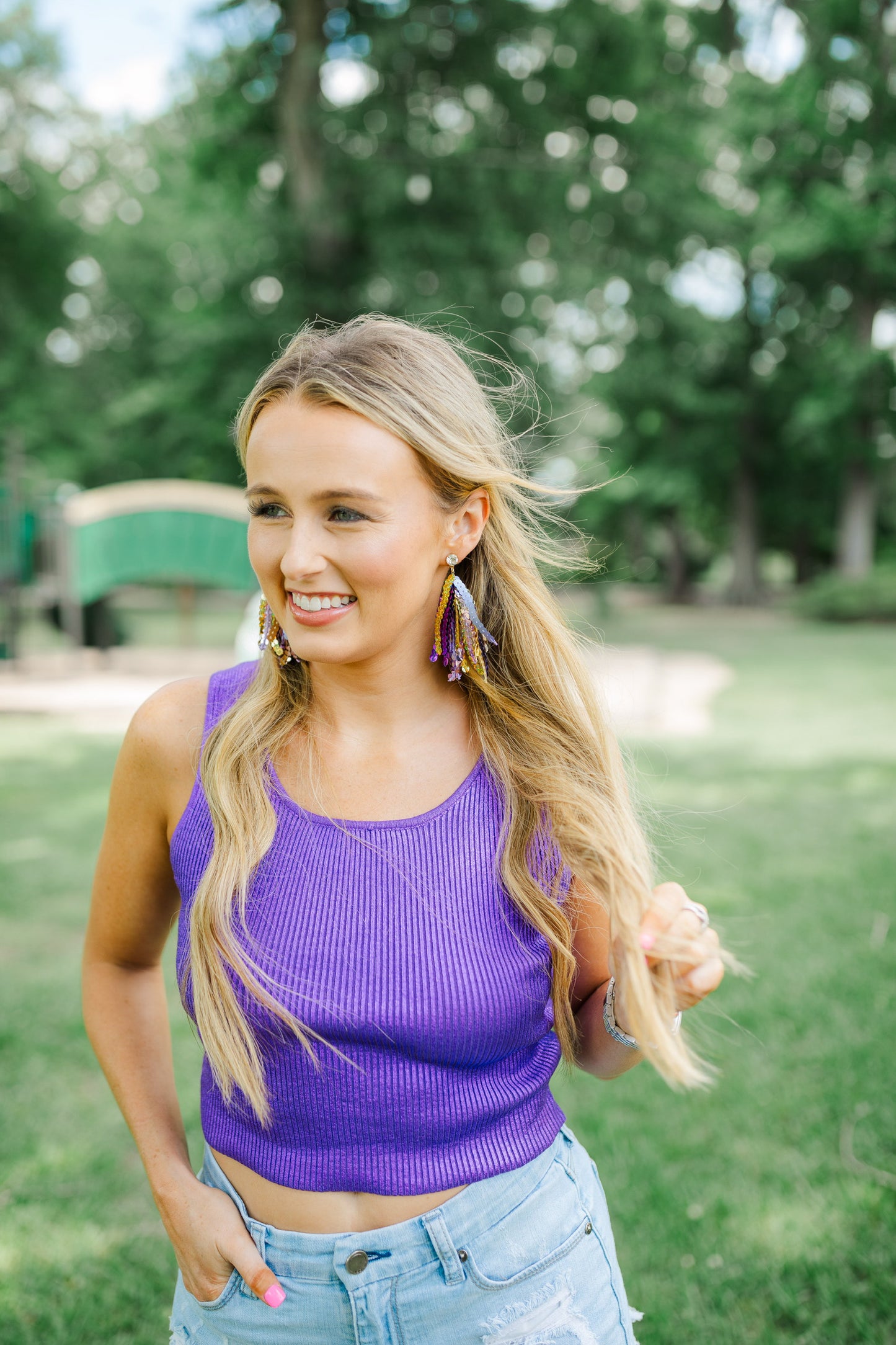 Purple/Gold Sequin Tassels