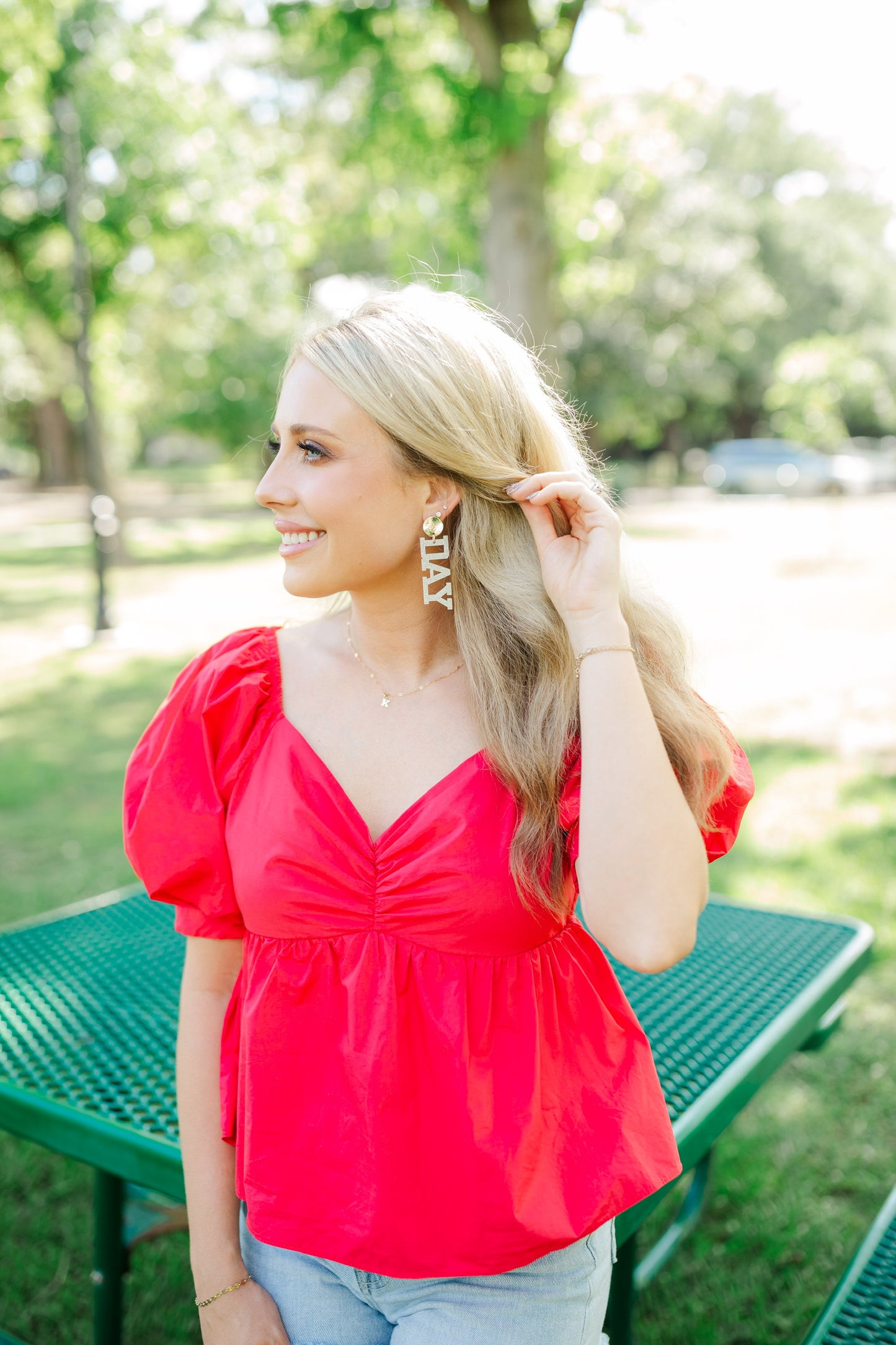 Acrylic Red/Silver Glitter Gameday Drops