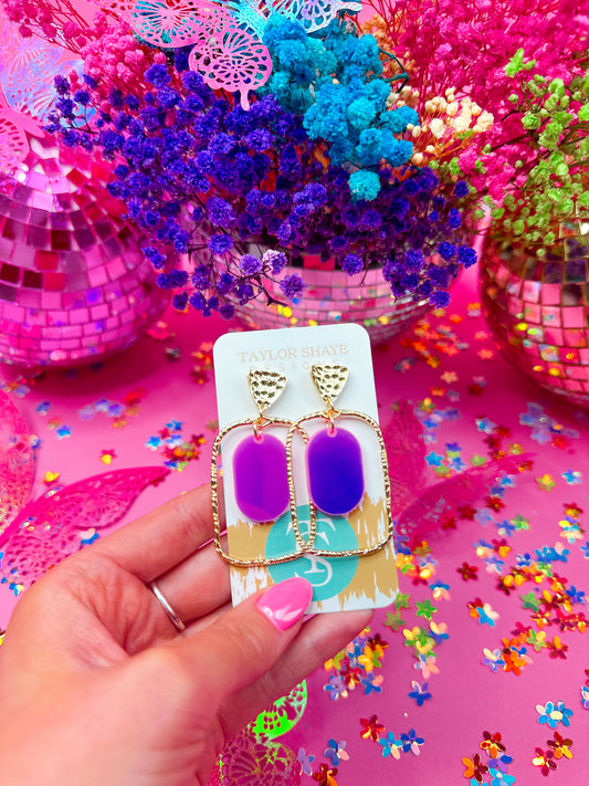 Pink Iridescent Oval Hoops