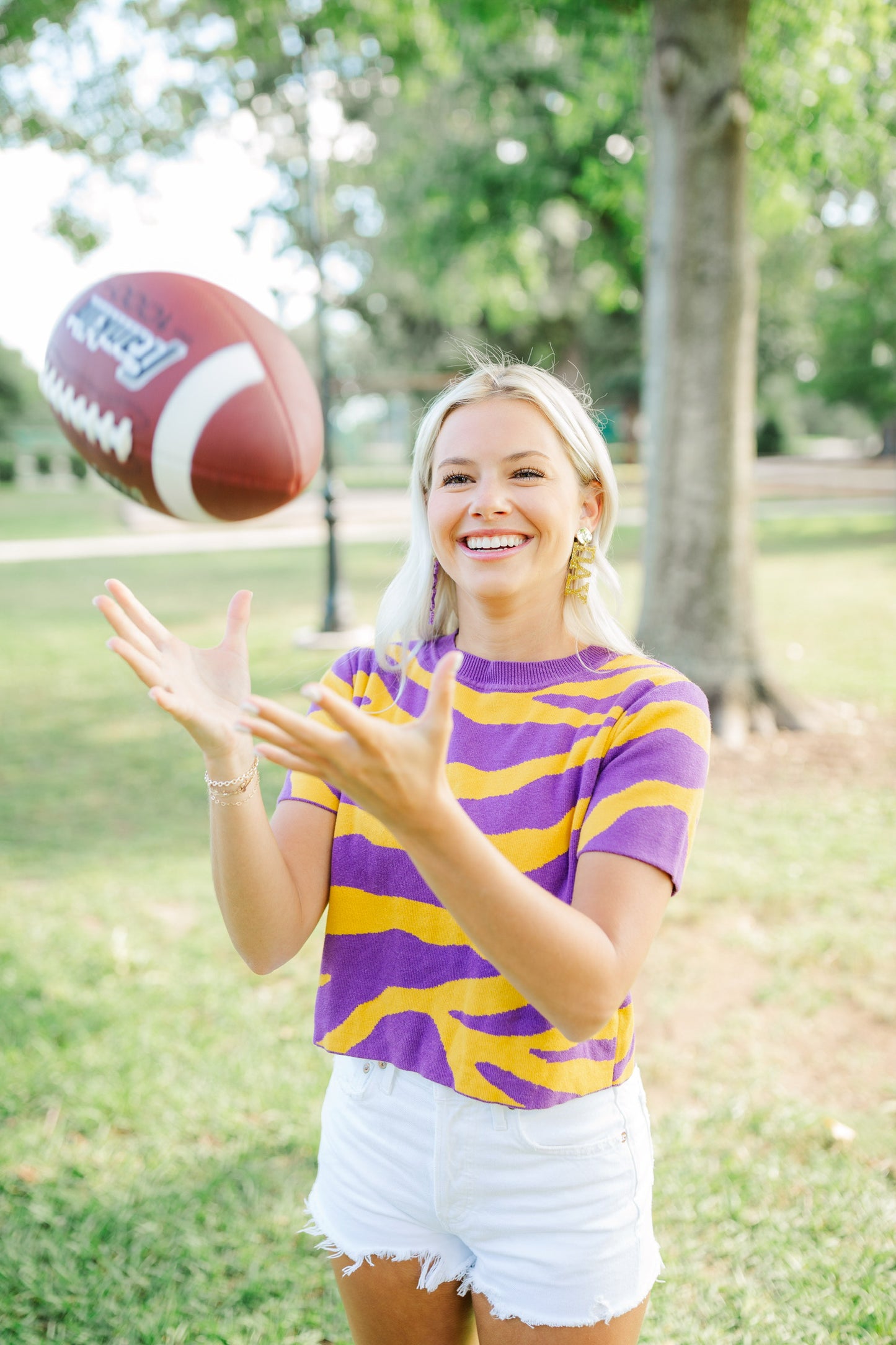 Acrylic Purple/Gold Glitter Gameday Drops