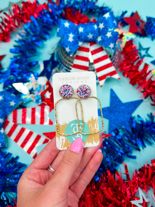 USA Glitter Top Hoops