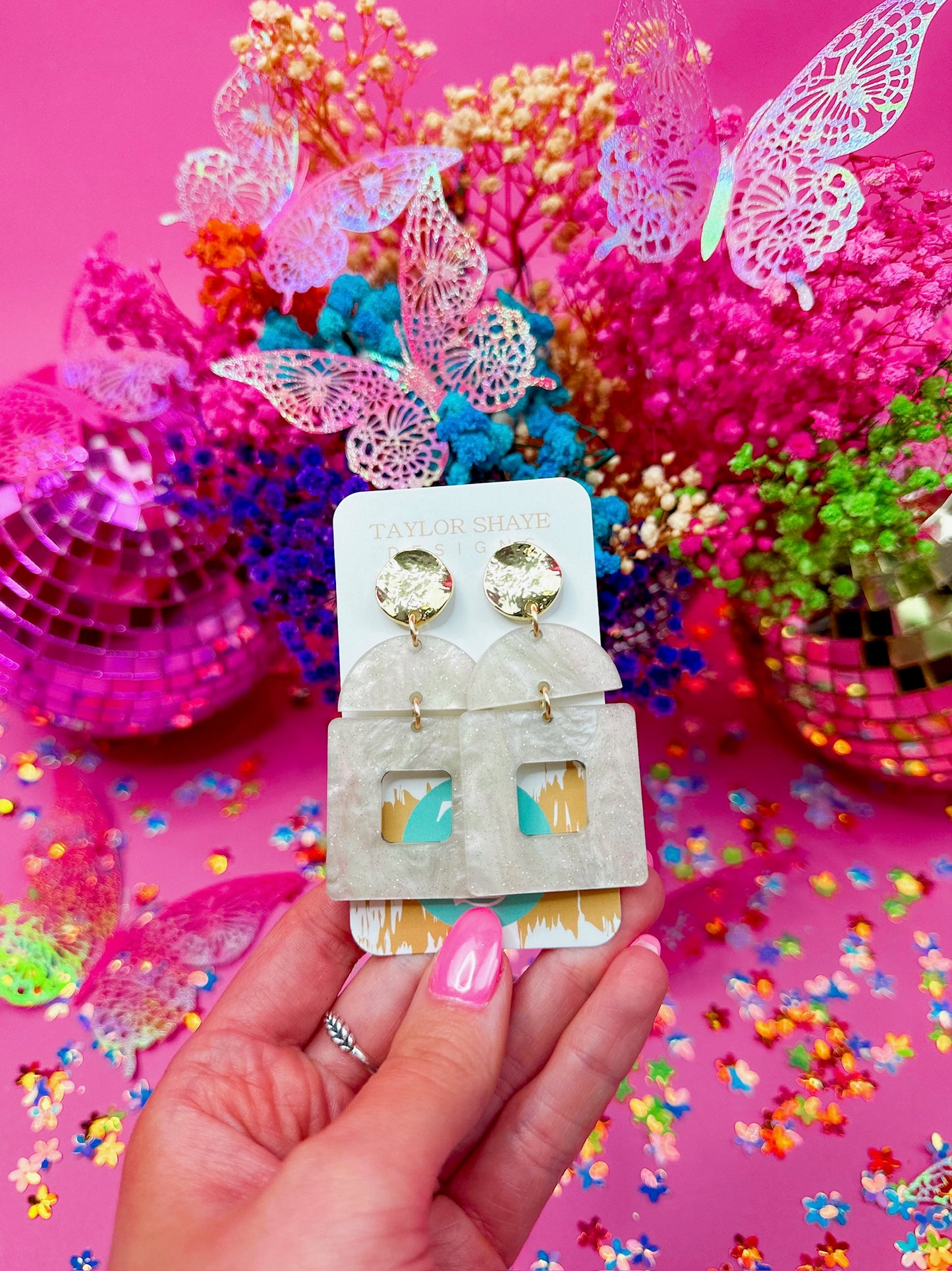 Double Acrylic Square Drops