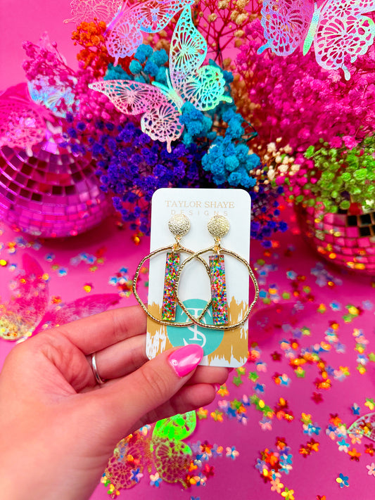 Cindy Confetti Stick Hoops