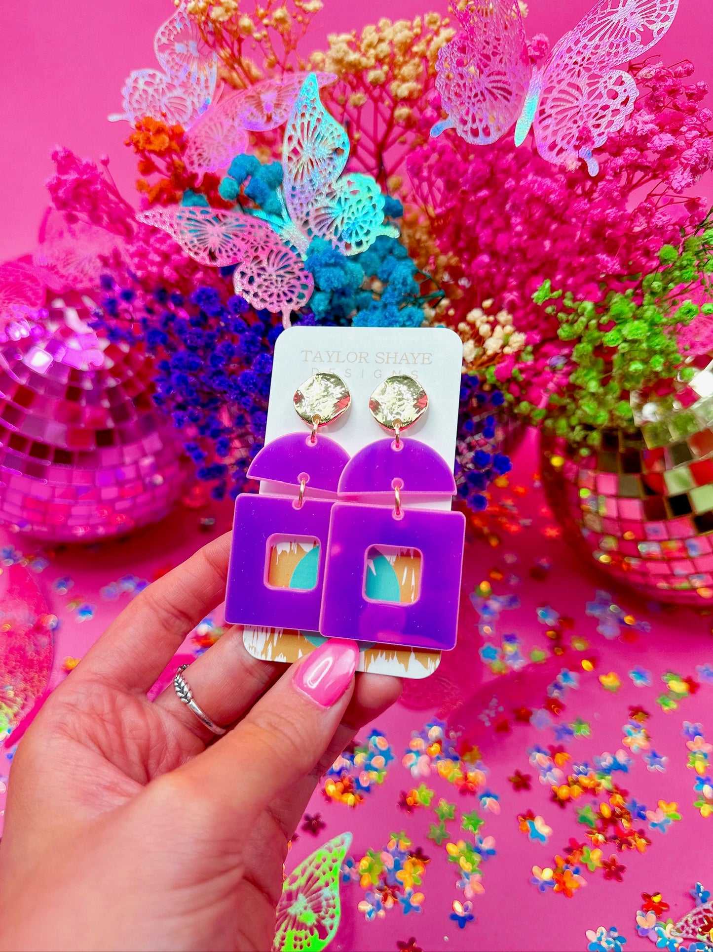 Colorful Double Acrylic Square Drops