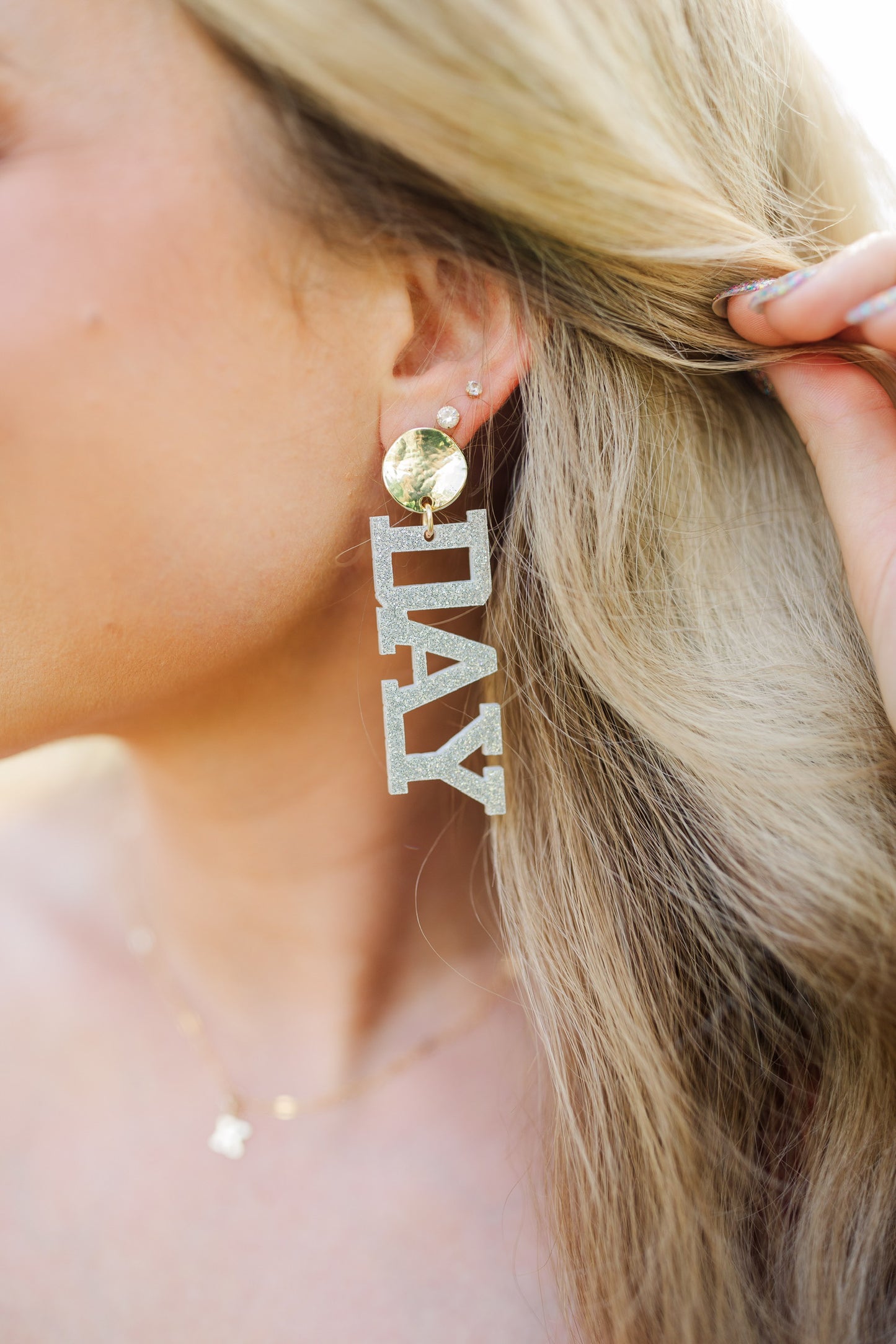 Acrylic Red/Silver Glitter Gameday Drops