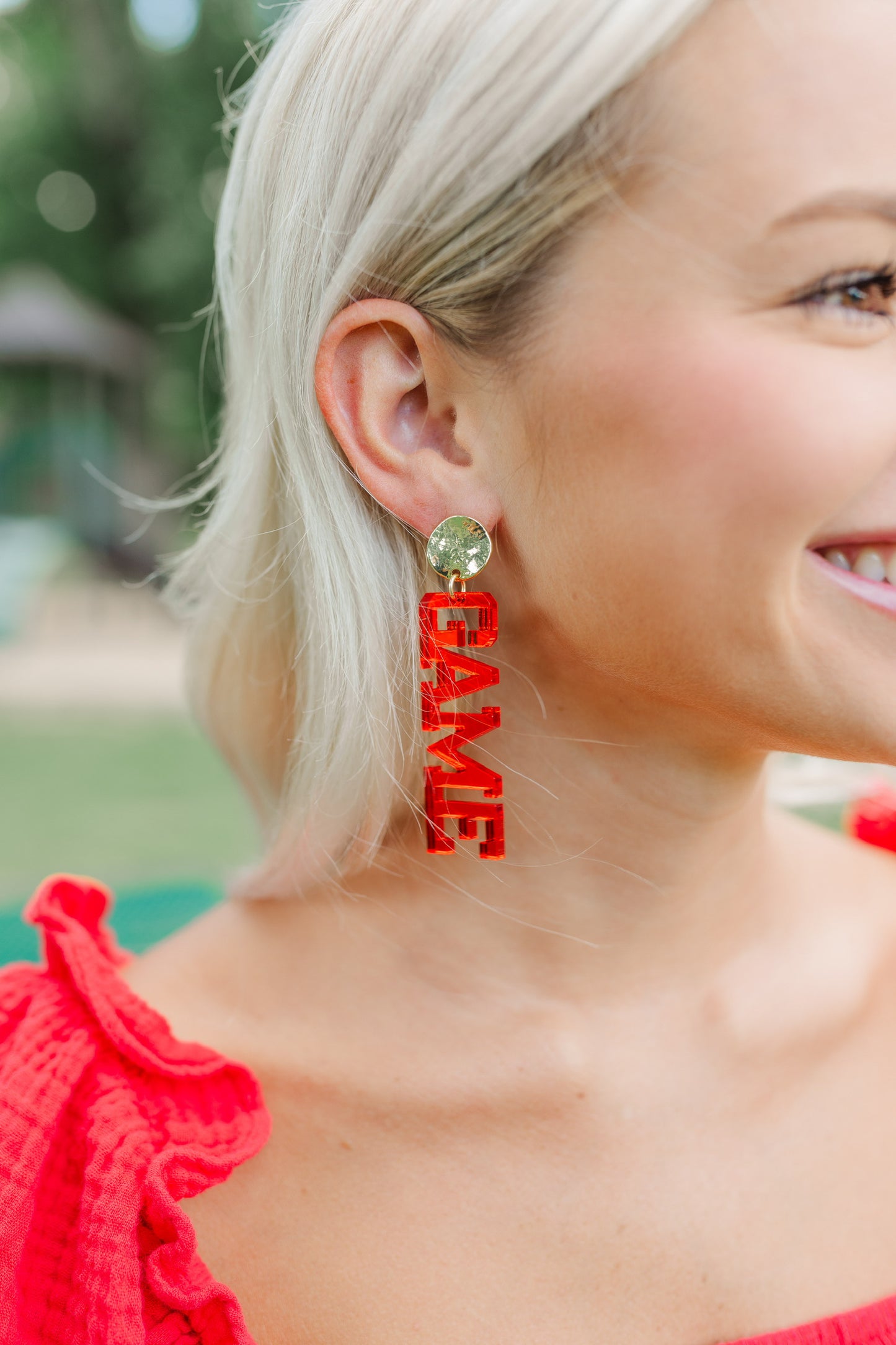 Acrylic Red/Silver Mirror Gameday Drops