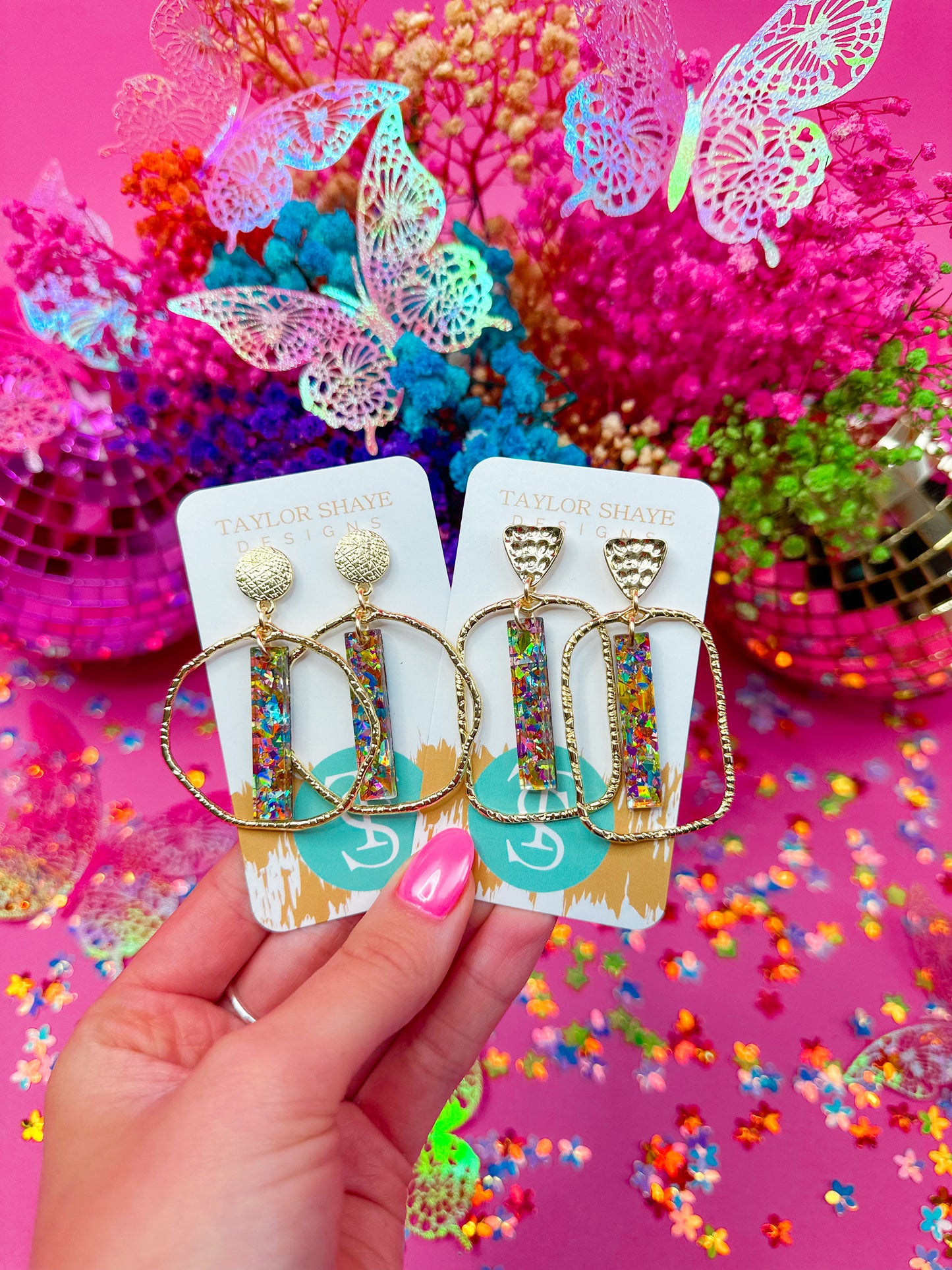 Pastel Confetti Stick Hoops