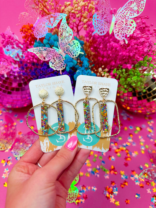 Pastel Confetti Stick Hoops