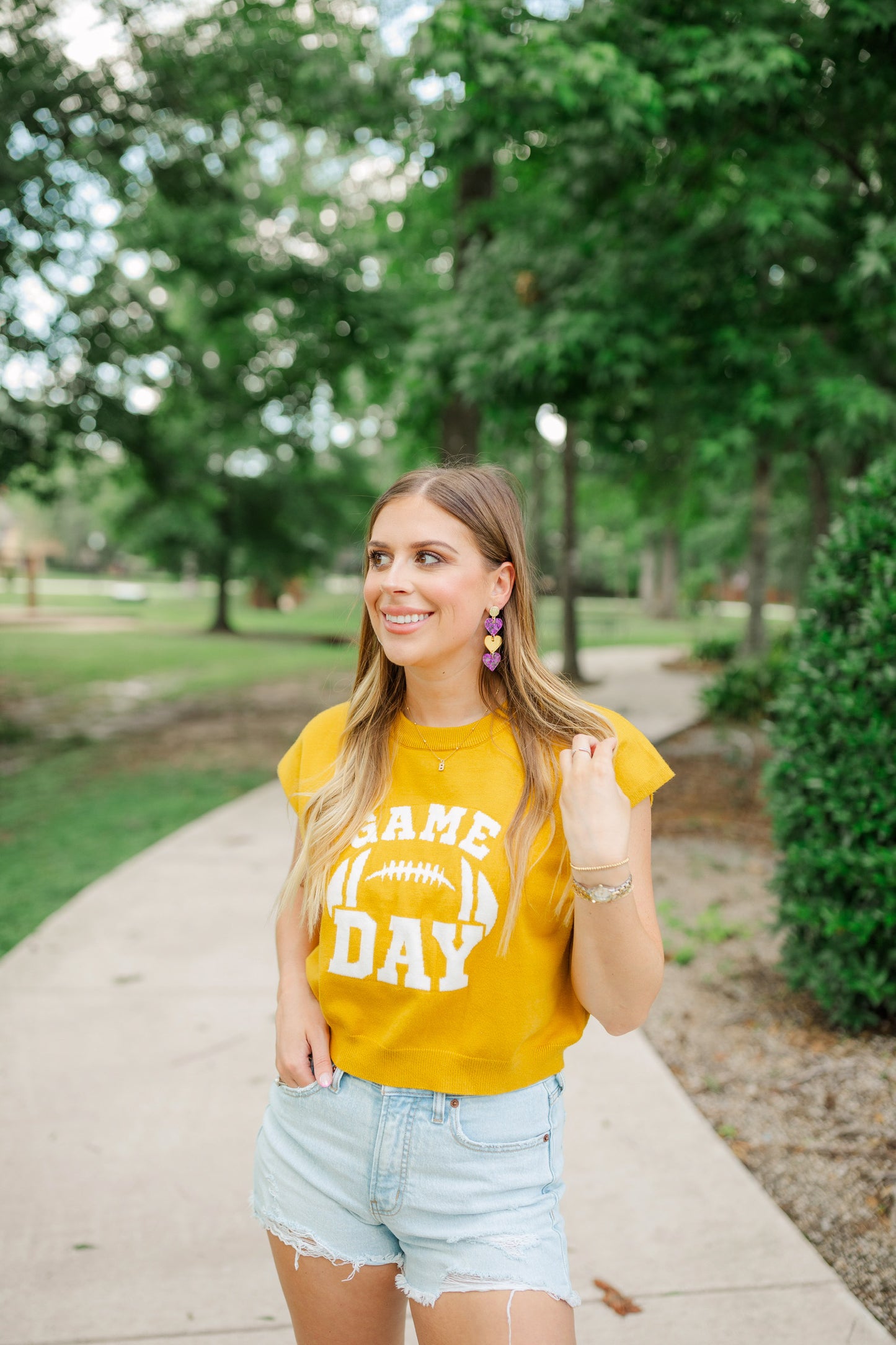 Purple & Gold Acrylic Triple Hearts