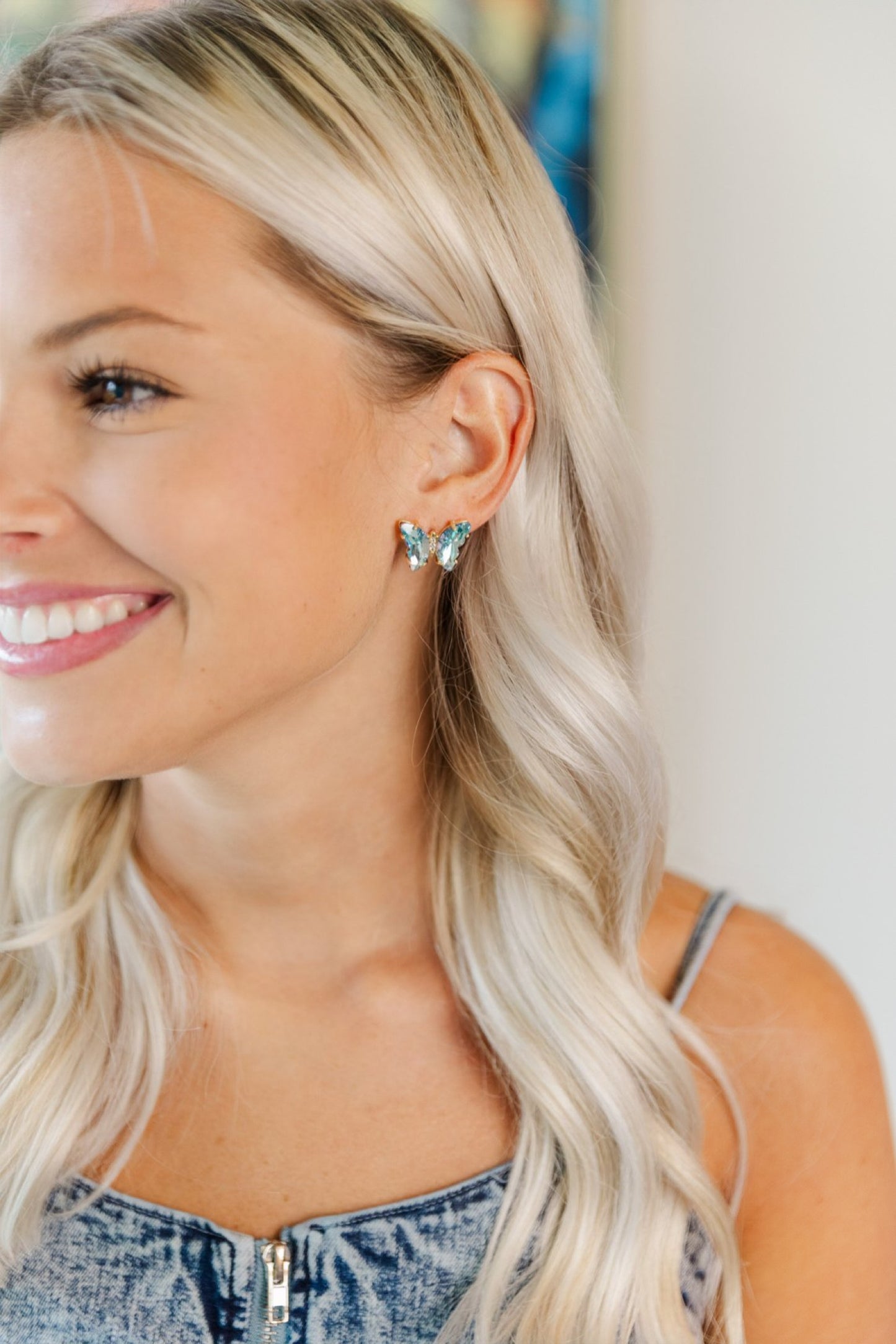 Colorful Crystal Butterfly Studs